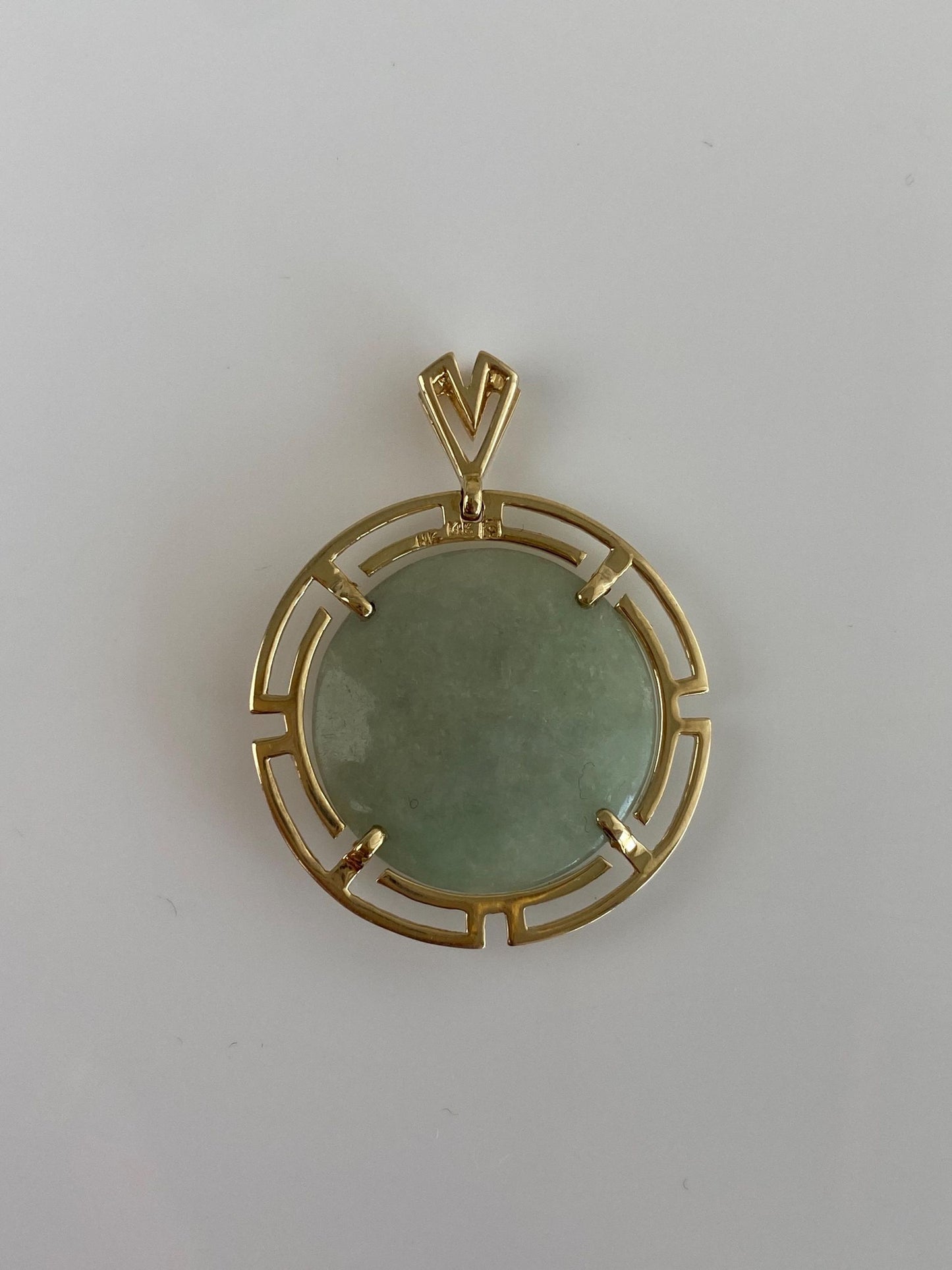 Vintage Solid 14k Yellow Gold Jade Charm