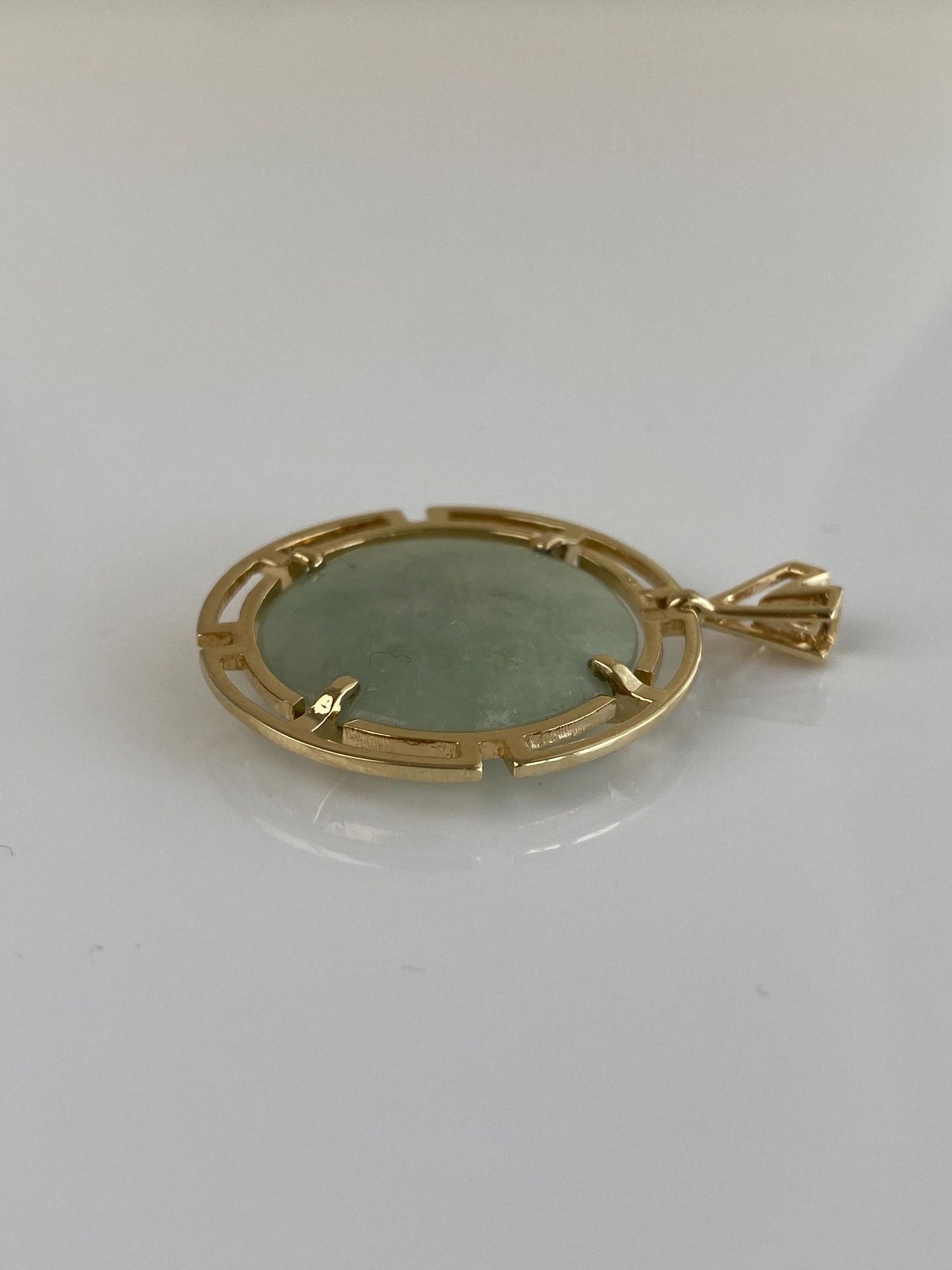 Vintage Solid 14k Yellow Gold Jade Charm