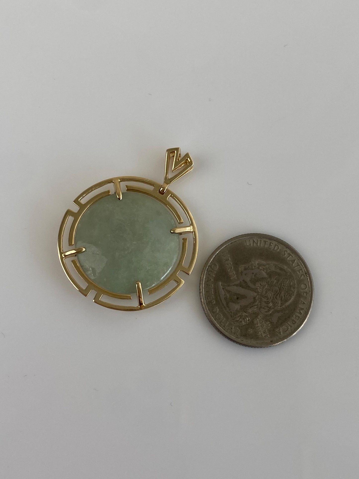 Vintage Solid 14k Yellow Gold Jade Charm