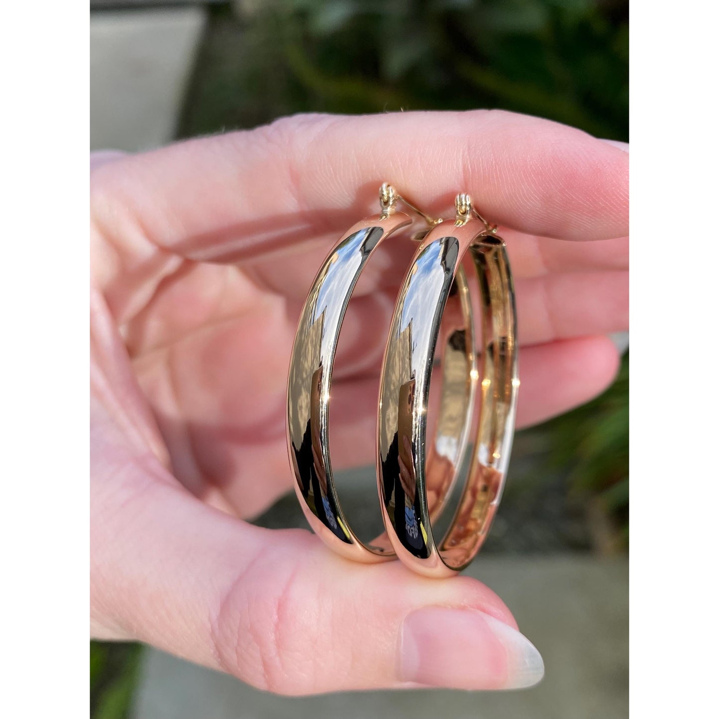 Vintage 14k Yellow Gold Large Hoop Earrings