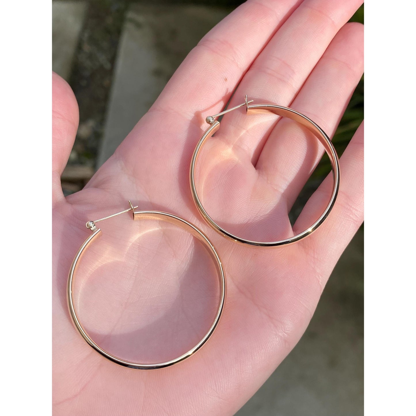 Vintage 14k Yellow Gold Large Hoop Earrings