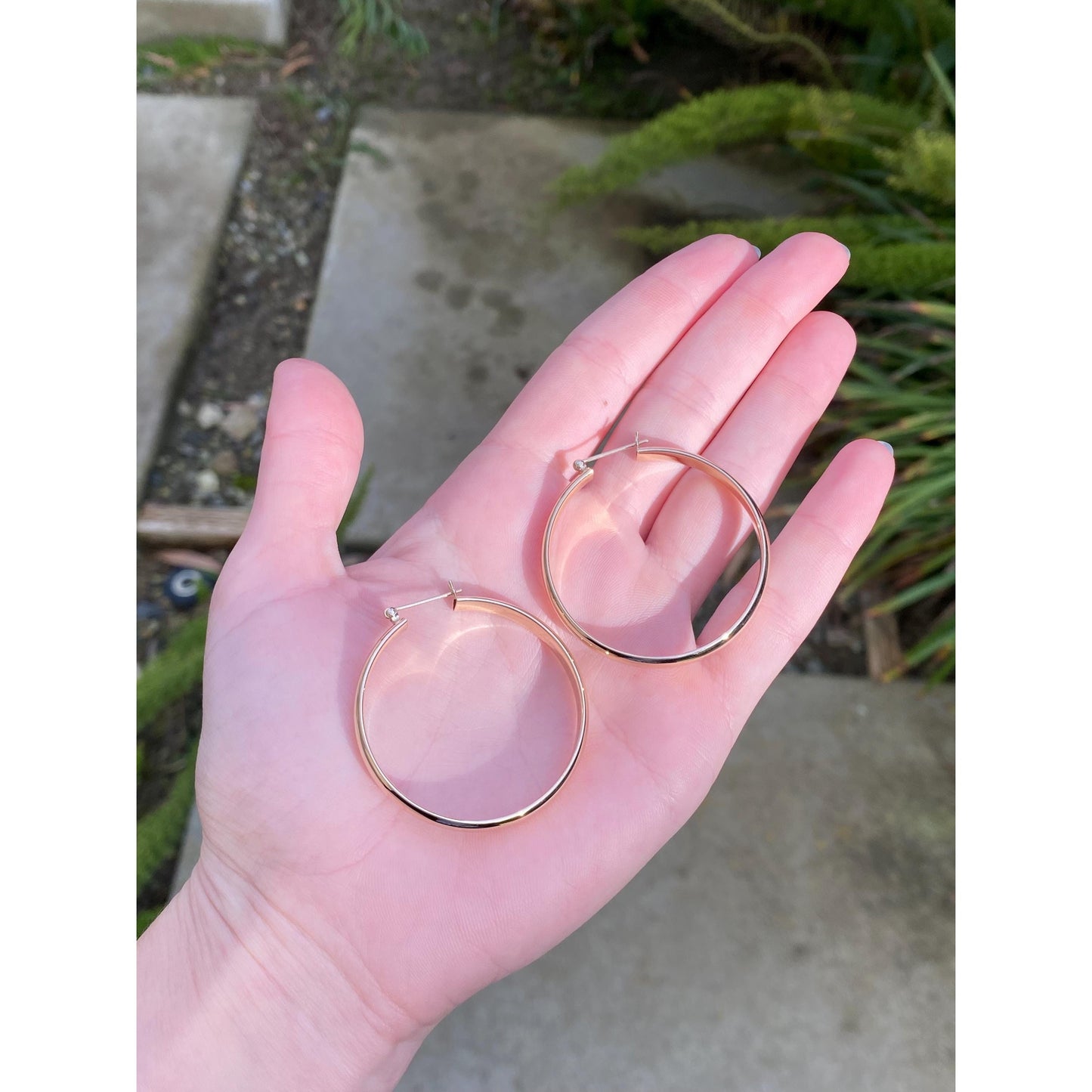 Vintage 14k Yellow Gold Large Hoop Earrings