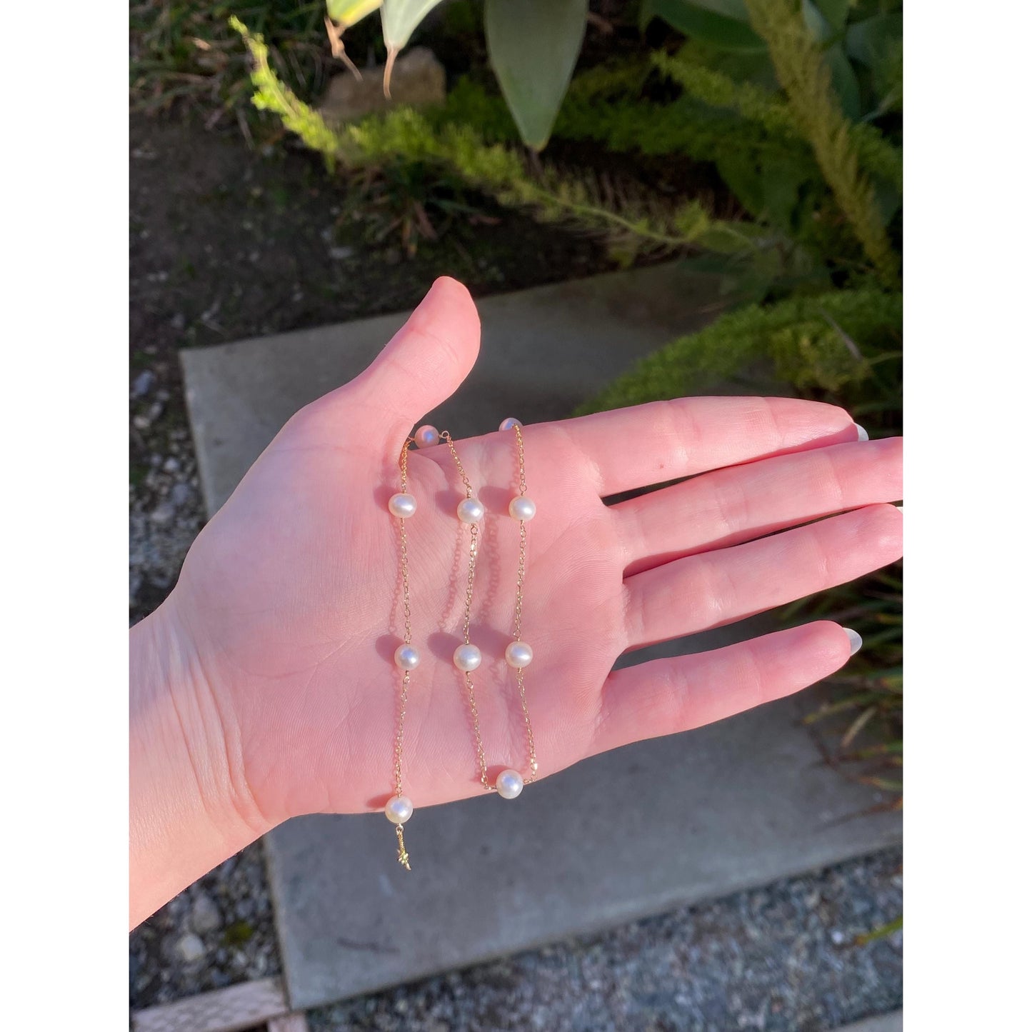 Vintage Solid 14k Yellow Gold Pearl Cable Chain Necklace - 15.75 inches