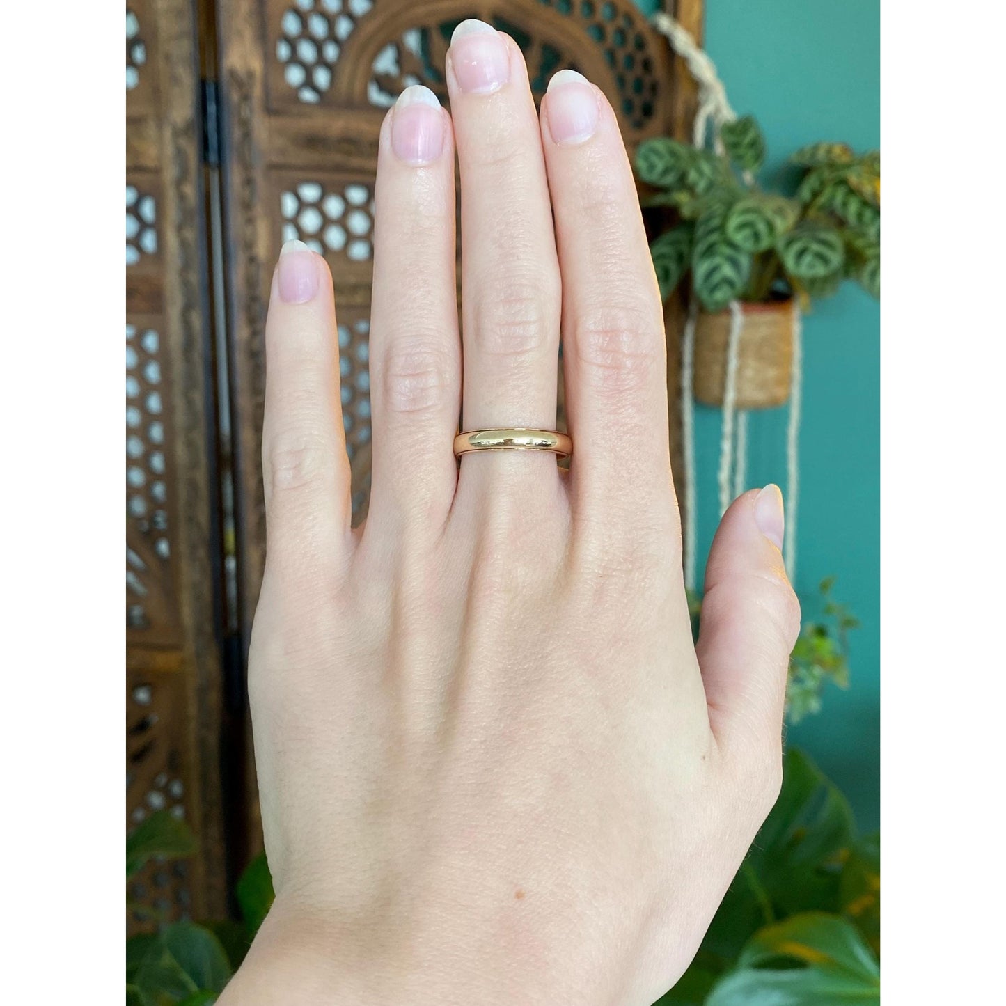 Vintage Solid 14k Yellow Gold Miligrain Ring Band - Size 8.5