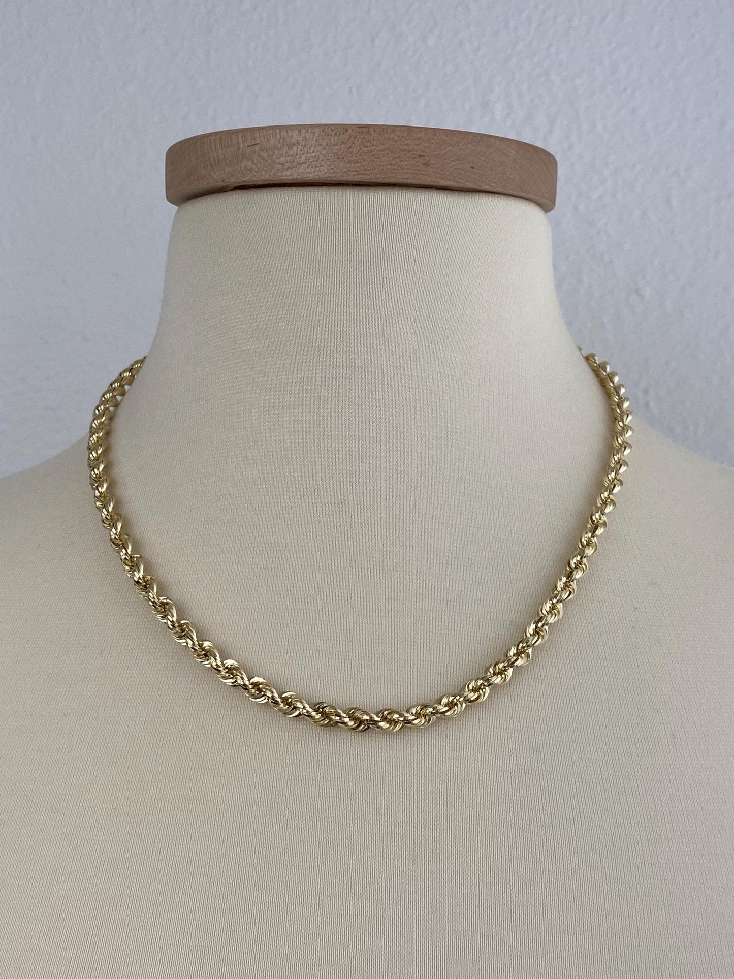 Vintage 14k Yellow Gold Rope Chain Necklace - 20.25 inches