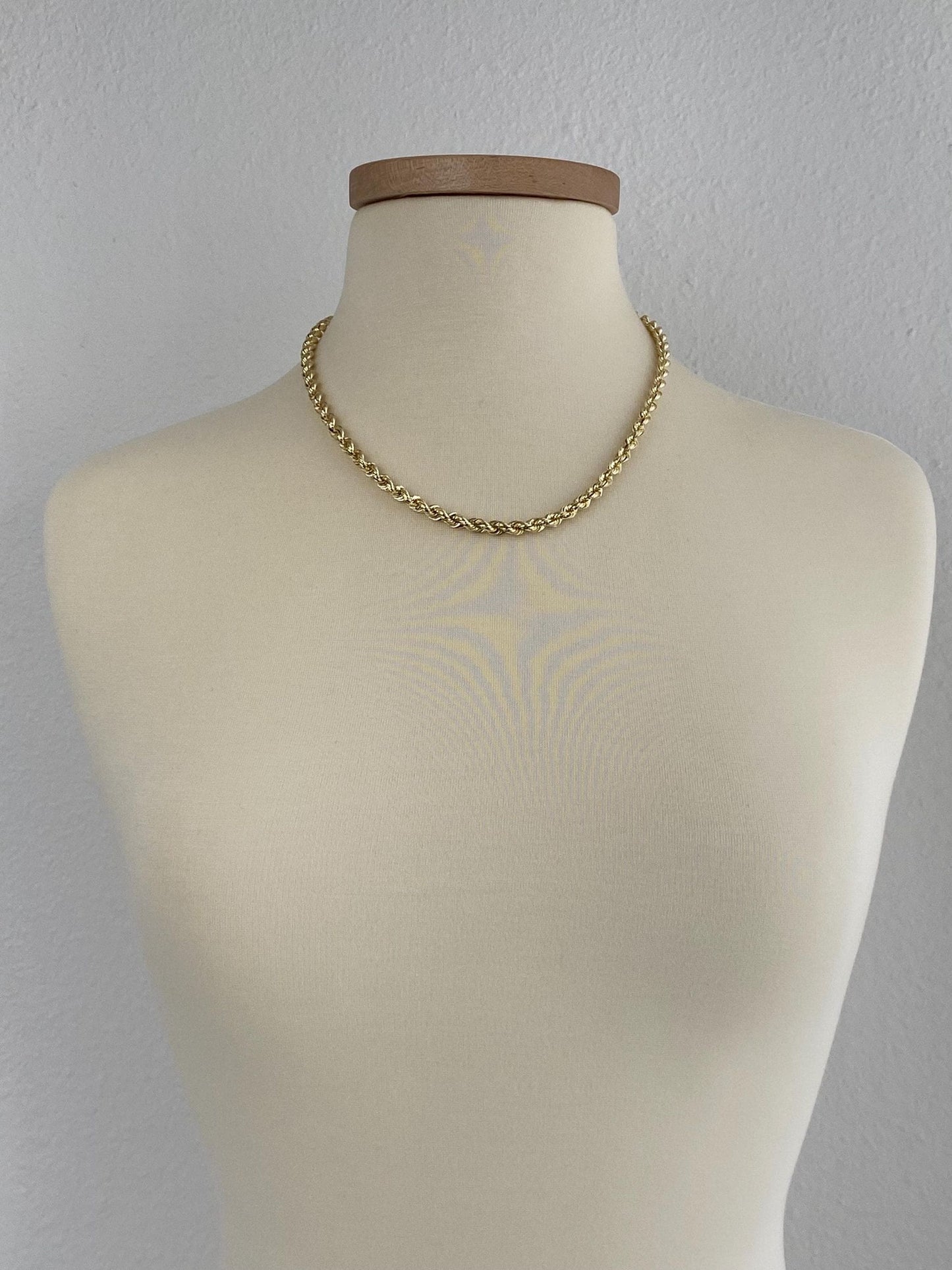 Vintage 14k Yellow Gold Rope Chain Necklace - 20.25 inches