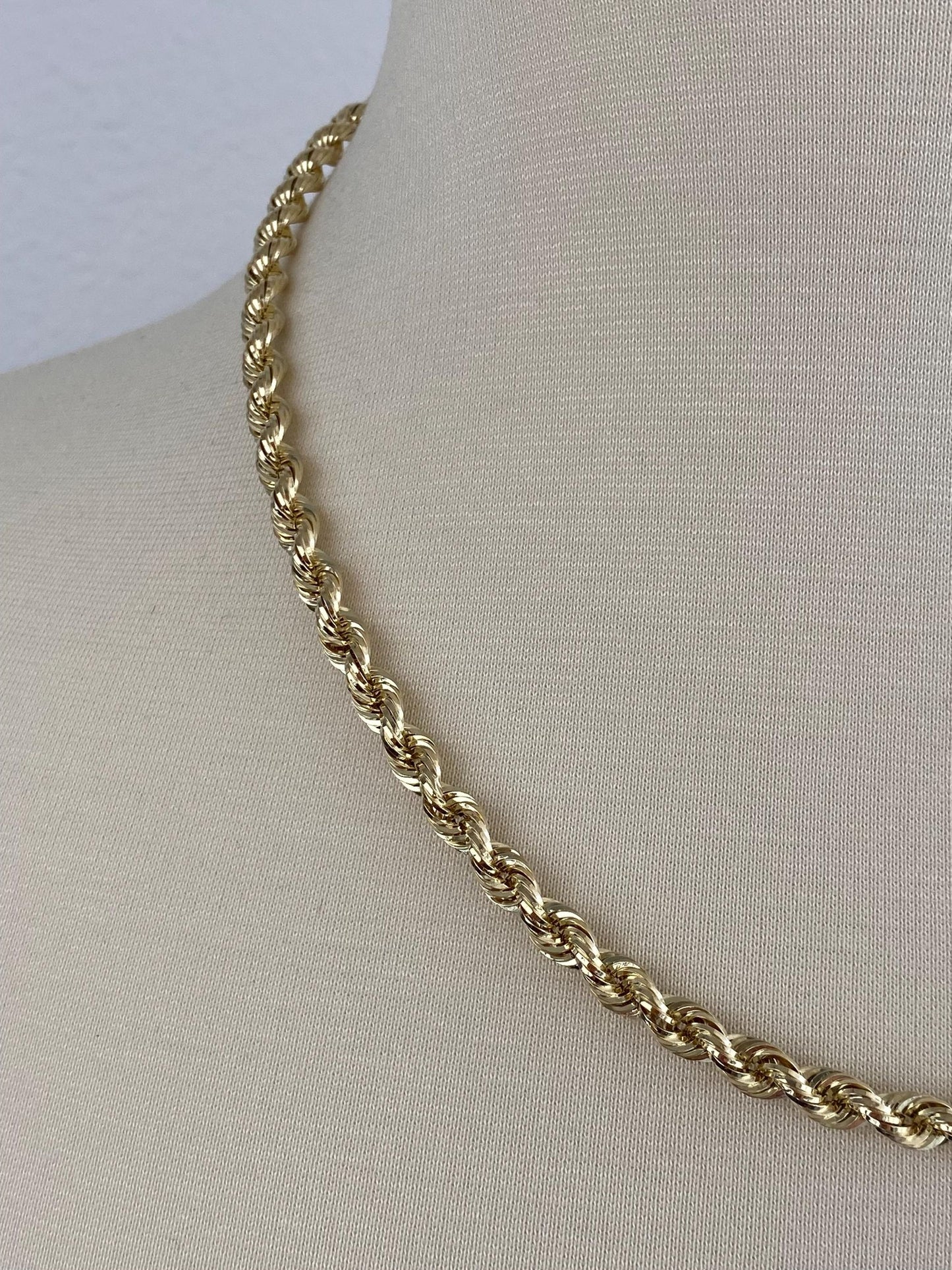 Vintage 14k Yellow Gold Rope Chain Necklace - 20.25 inches