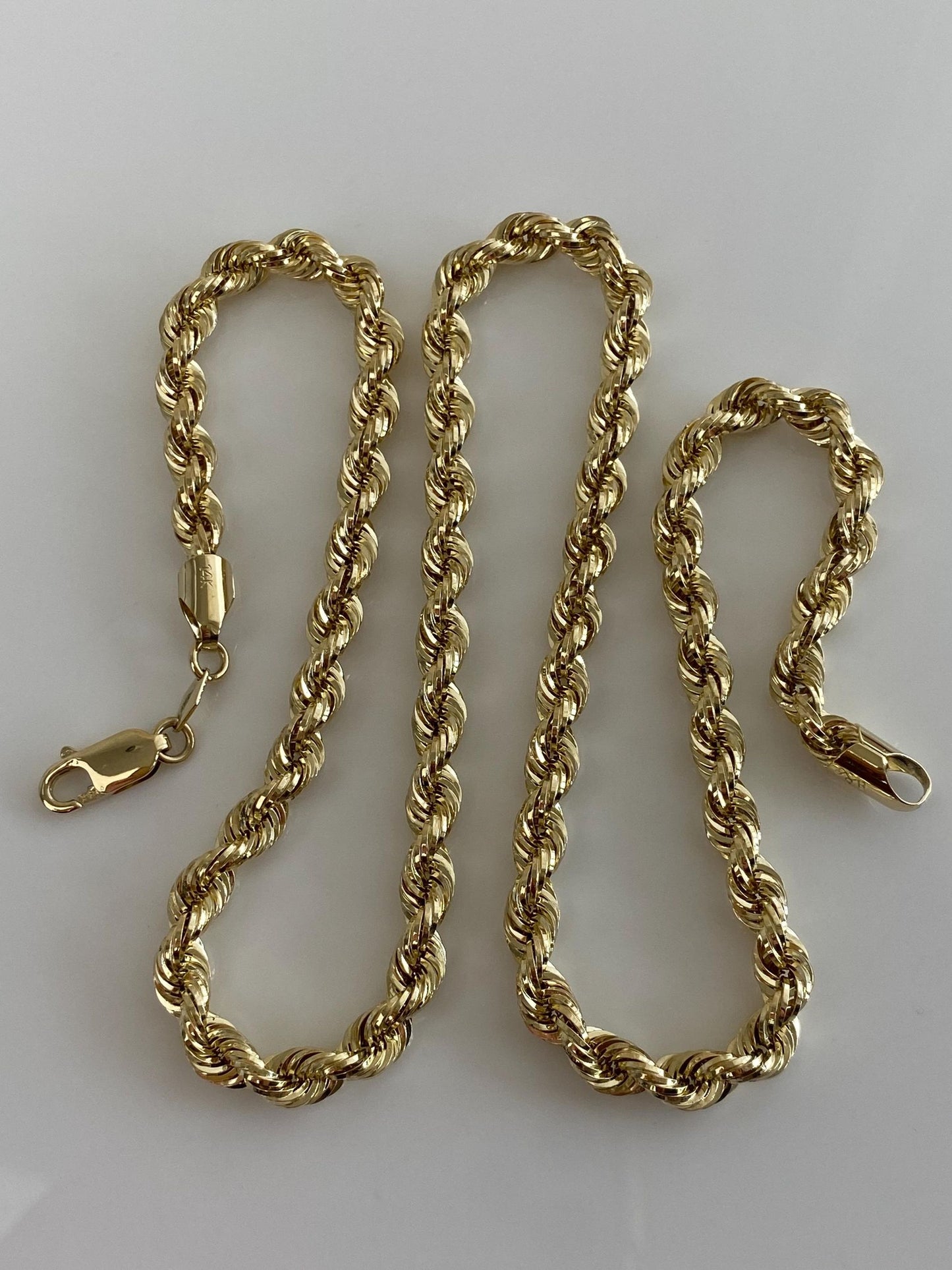 Vintage 14k Yellow Gold Rope Chain Necklace - 20.25 inches