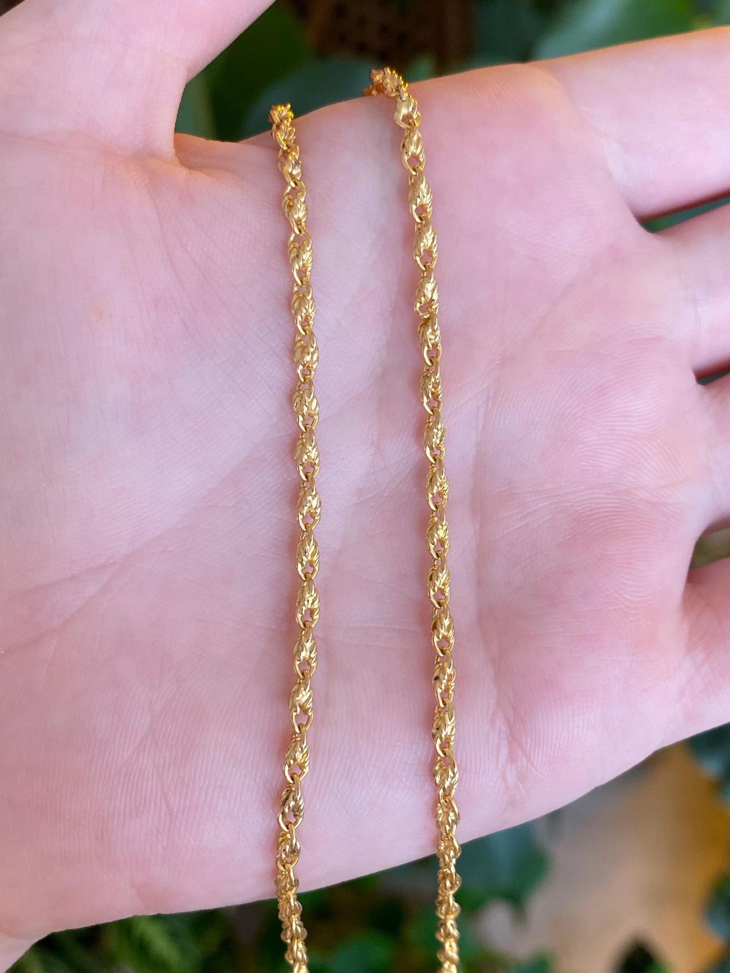 Vintage Solid 18k Yellow Gold Fancy Chain Necklace - 14.25 inches