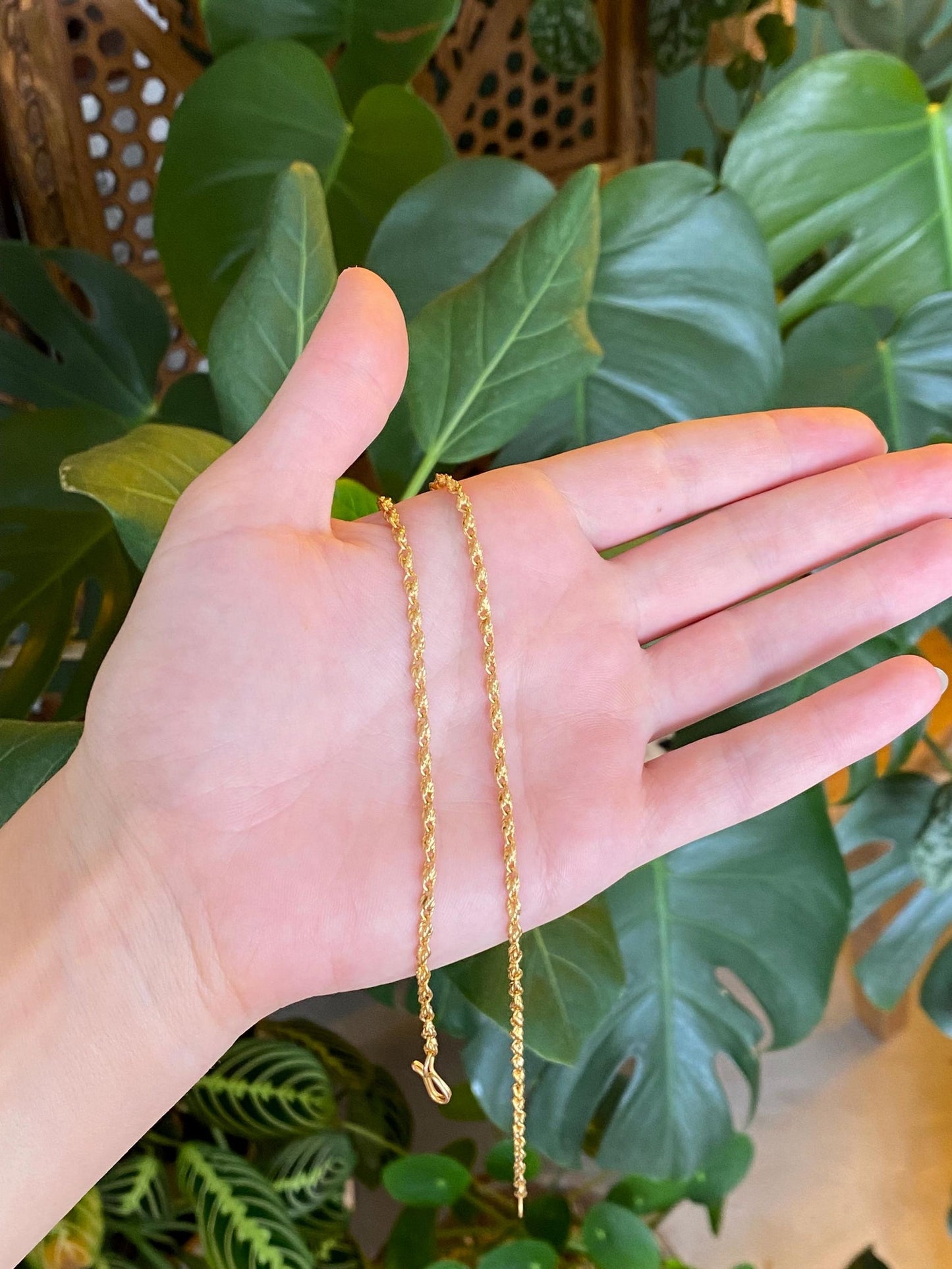 Vintage Solid 18k Yellow Gold Fancy Chain Necklace - 14.25 inches