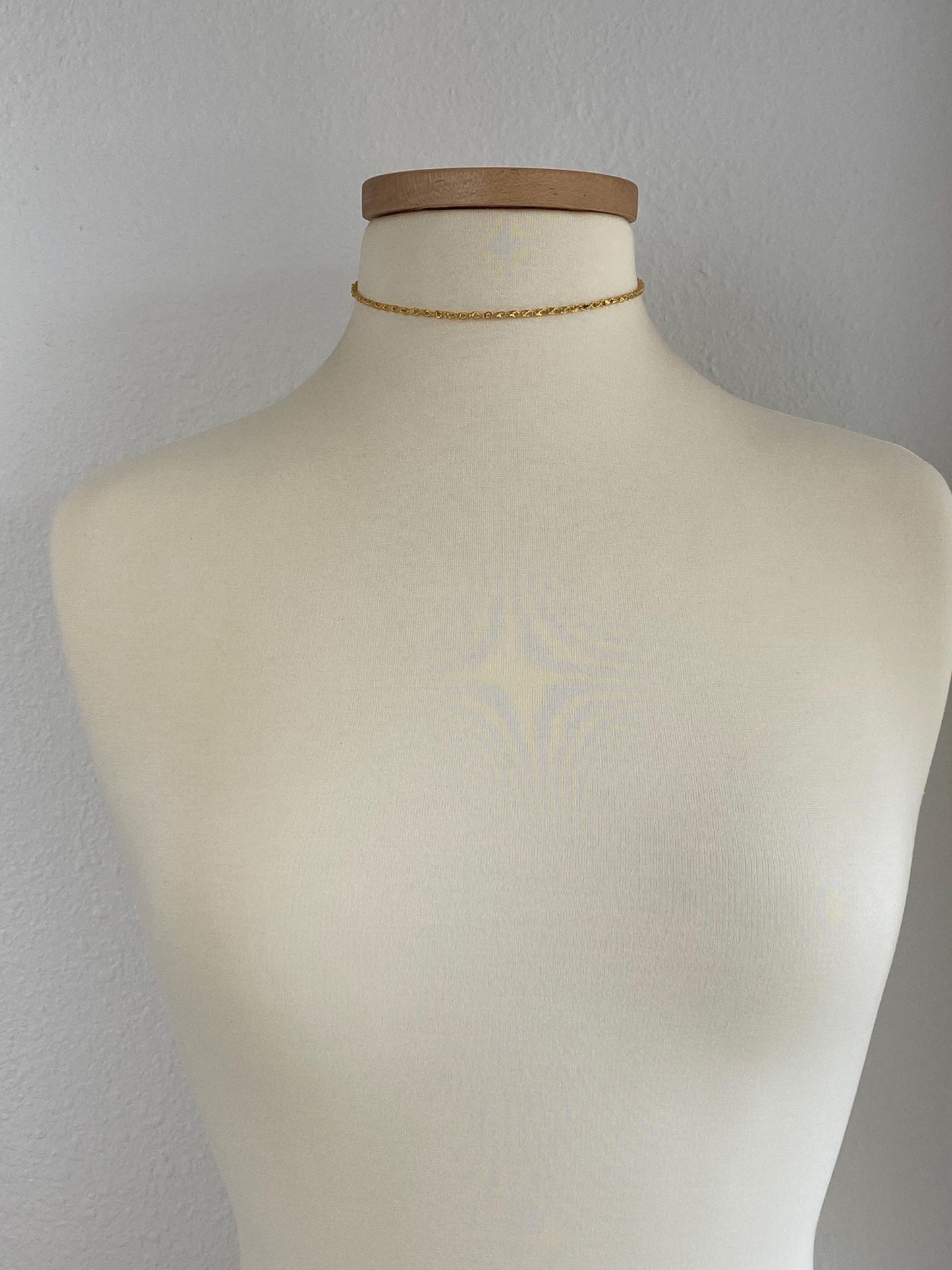 Vintage Solid 18k Yellow Gold Fancy Chain Necklace - 14.25 inches