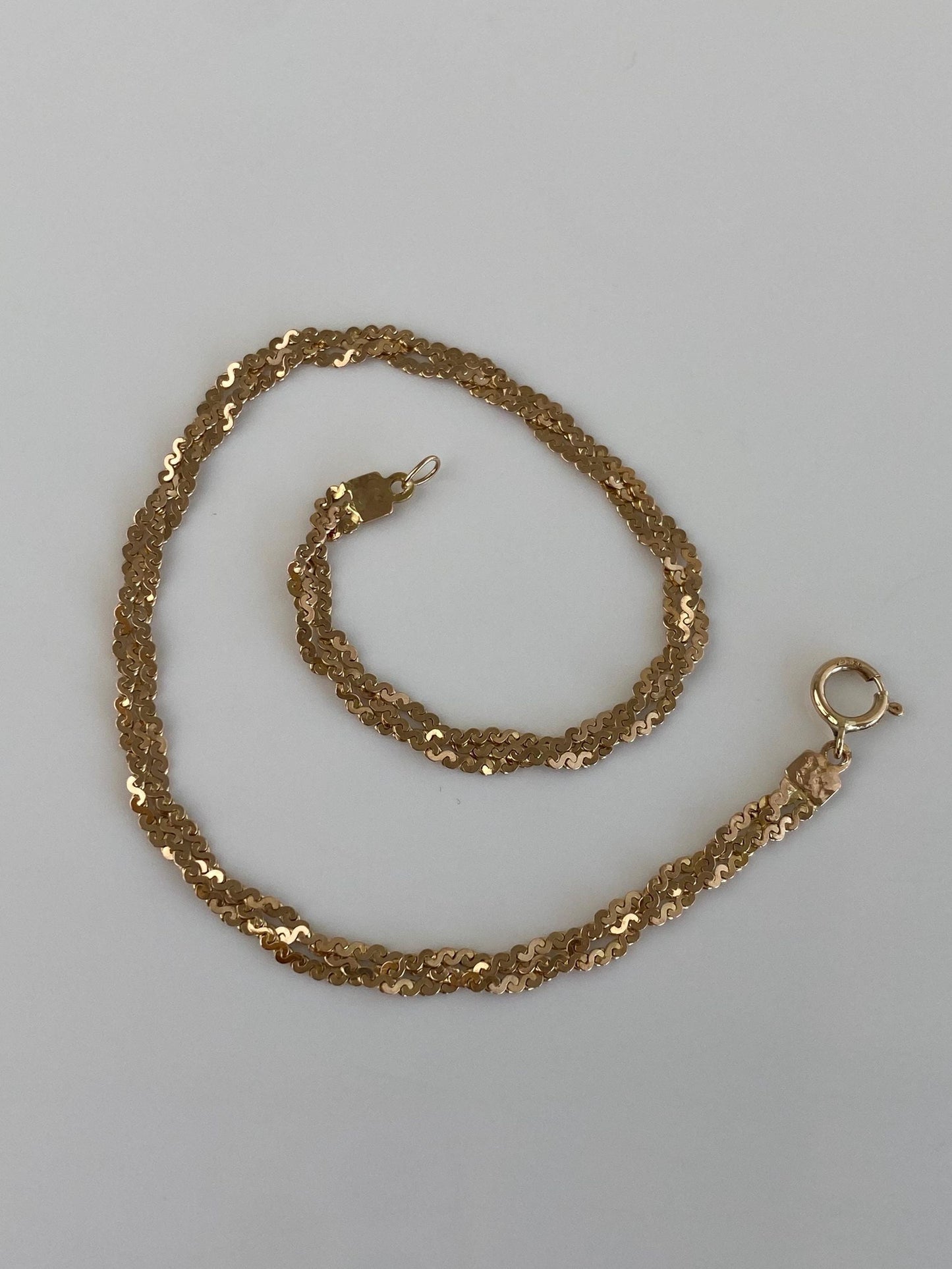 Vintage Solid 14k Rosey Gold Braided Serpentine Chain Bracelet - 7.5 inches