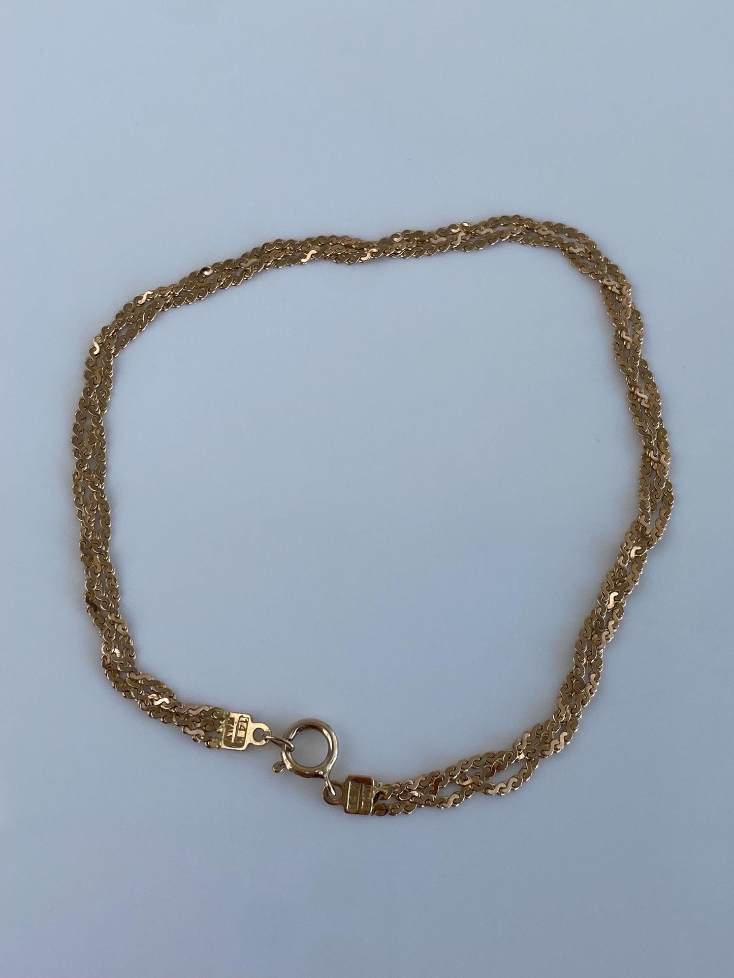 Vintage Solid 14k Rosey Gold Braided Serpentine Chain Bracelet - 7.5 inches