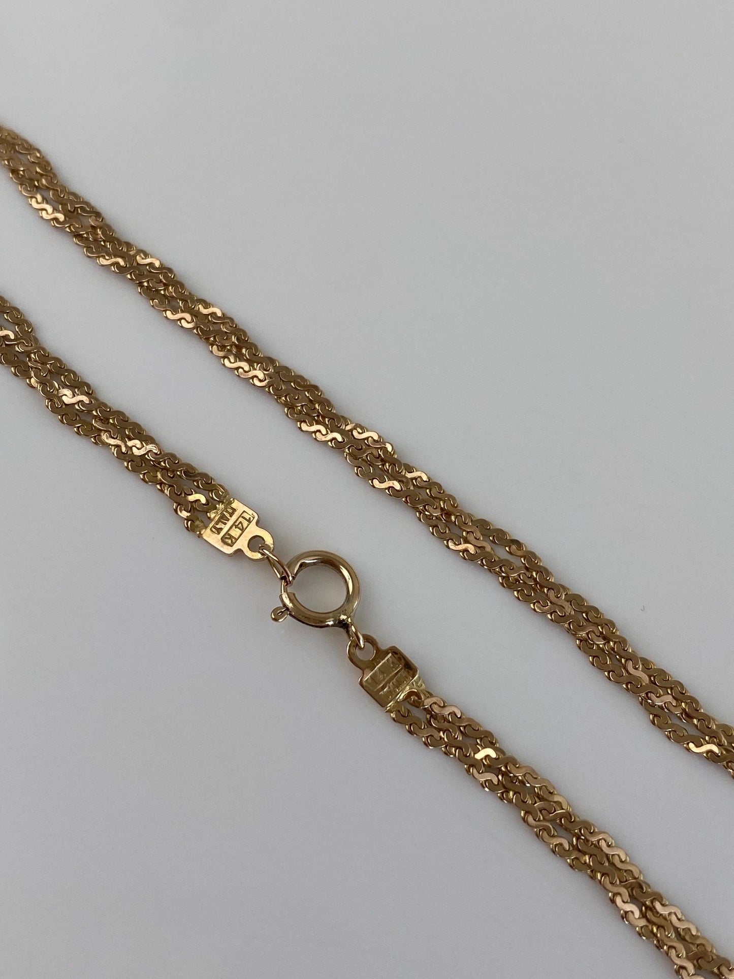 Vintage Solid 14k Rosey Gold Braided Serpentine Chain Bracelet - 7.5 inches