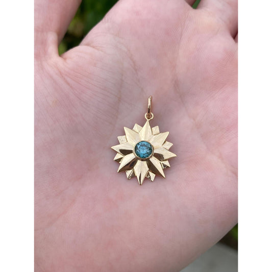 Vintage Solid 14k Yellow Gold Topaz Star Charm