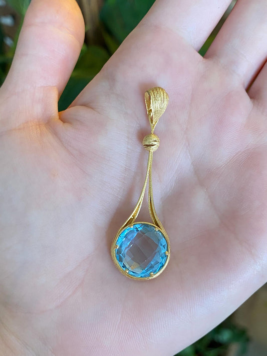 Vintage Solid 14k Yellow Gold Topaz Charm