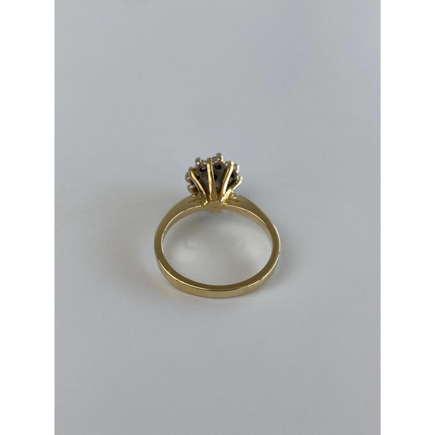 Vintage Solid 14k Yellow Gold Diamond Cluster Ring - Size 4.75