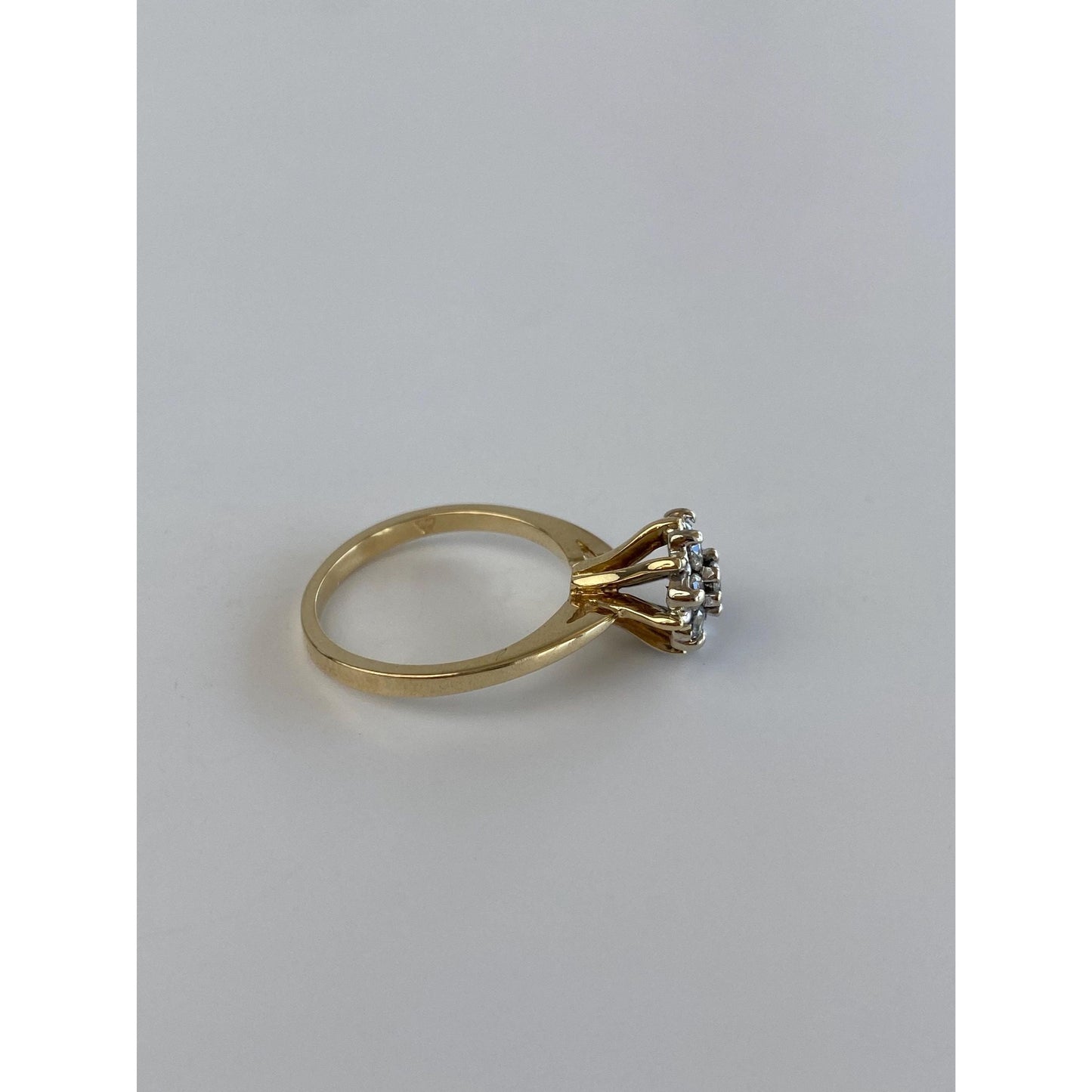 Vintage Solid 14k Yellow Gold Diamond Cluster Ring - Size 4.75