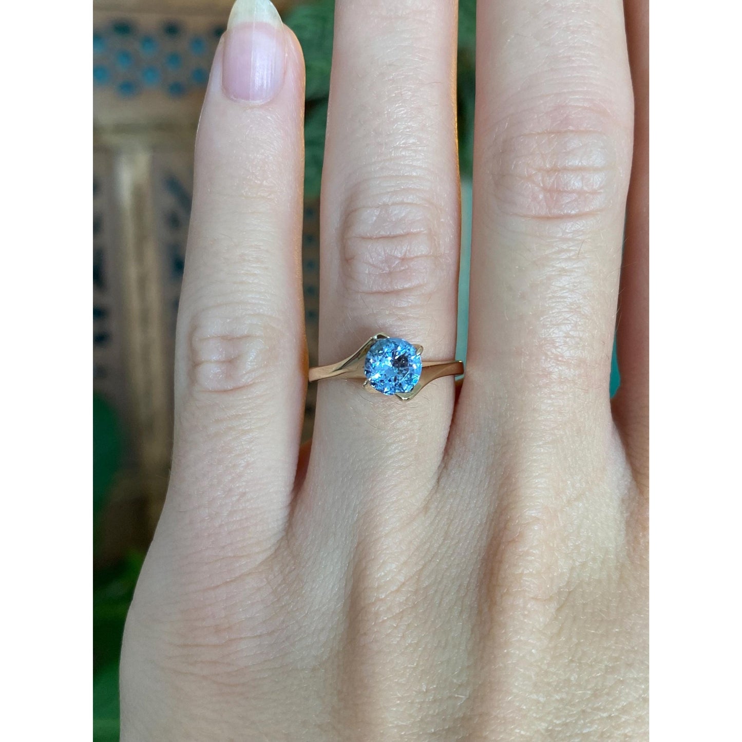 Vintage Solid 10k Aquamarine Ring - Size 5.75