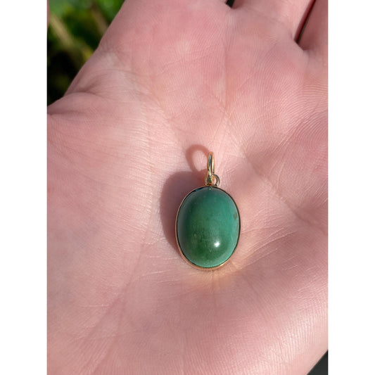 Vintage Solid 14k Yellow Gold Turquoise Stone Charm