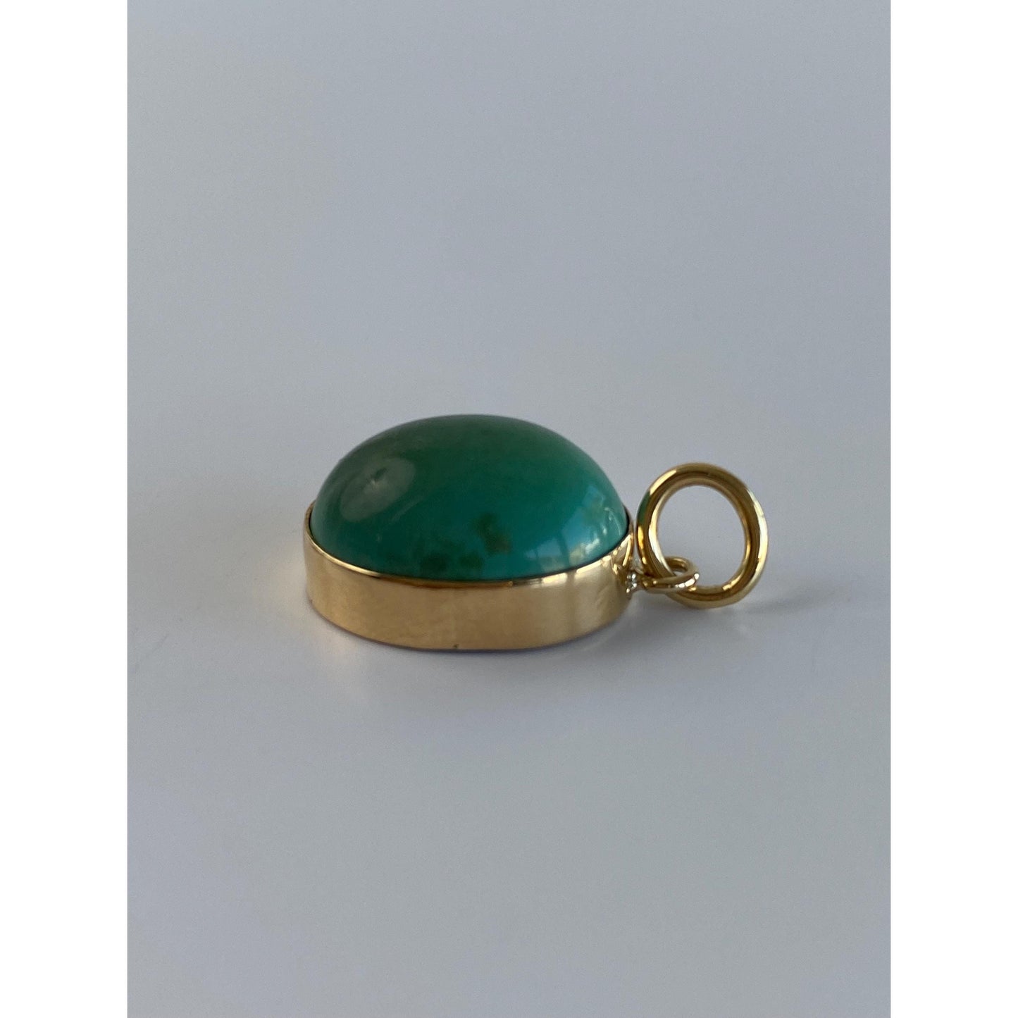 Vintage Solid 14k Yellow Gold Turquoise Stone Charm