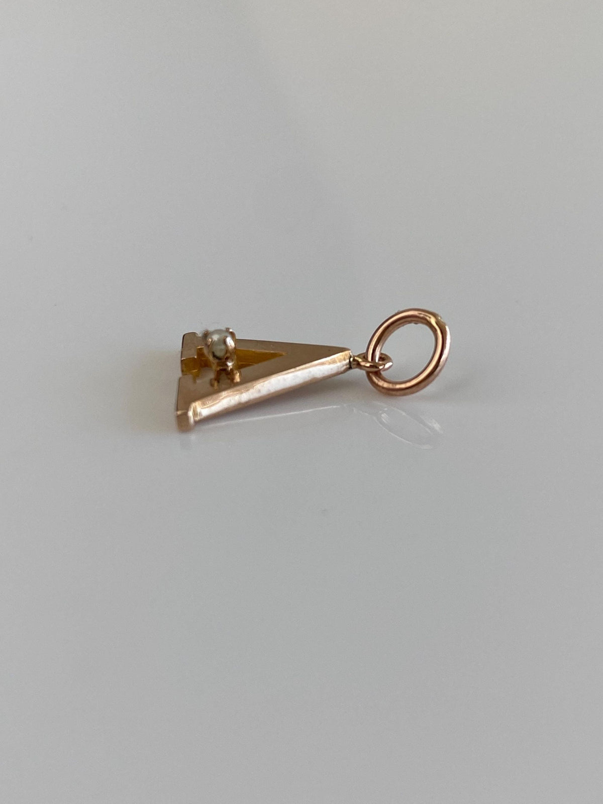 Vintage Solid 10k Rosey Gold Pearl Initial 'A' Charm