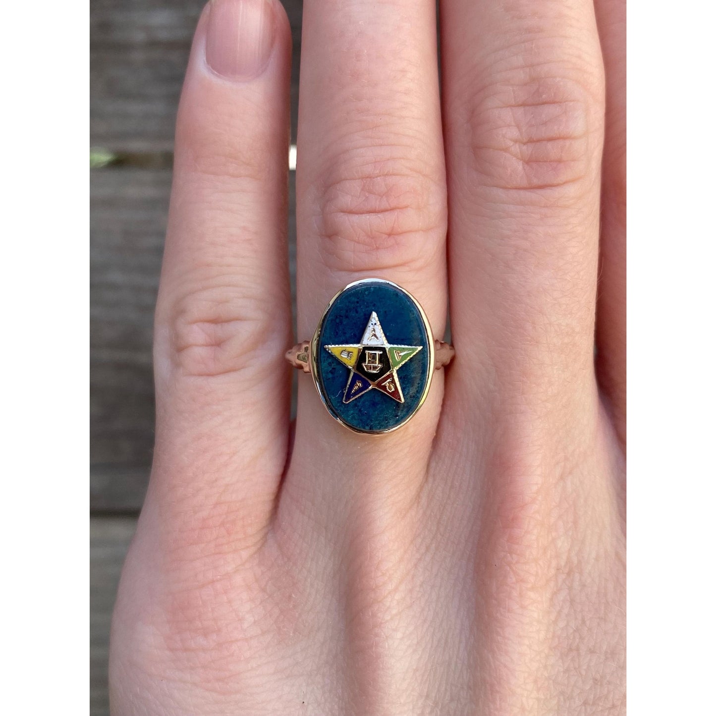 Vintage Solid 10k Yellow Gold Freemason Ring - Size 4.75