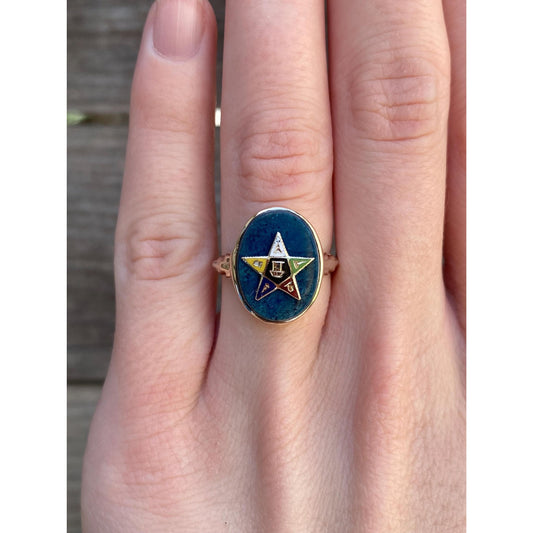 Vintage Solid 10k Yellow Gold Freemason Ring - Size 4.75