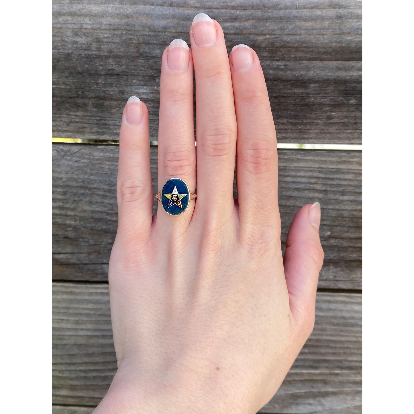 Vintage Solid 10k Yellow Gold Freemason Ring - Size 4.75