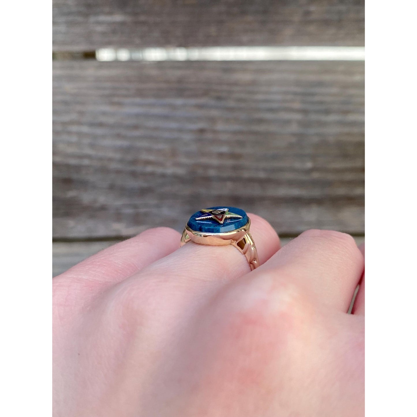 Vintage Solid 10k Yellow Gold Freemason Ring - Size 4.75