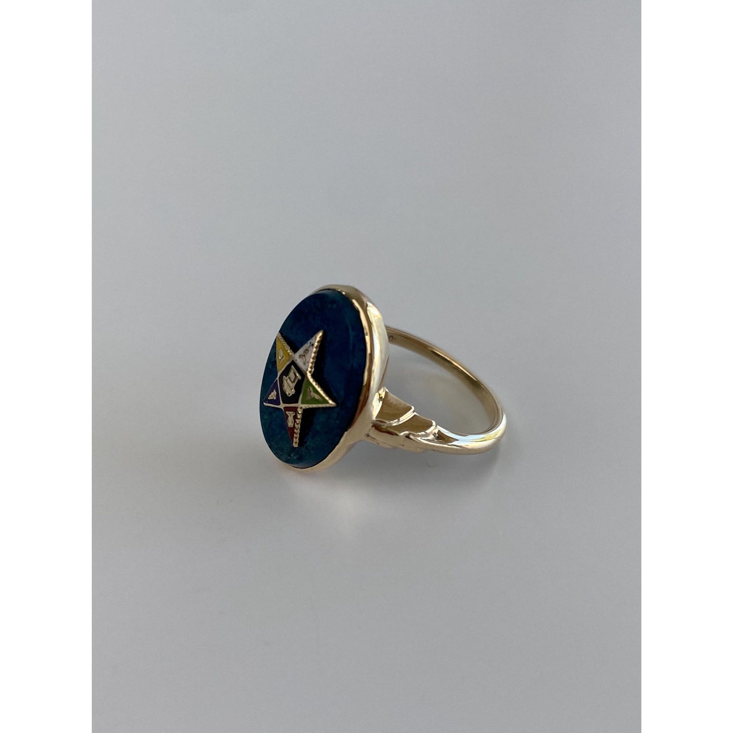 Vintage Solid 10k Yellow Gold Freemason Ring - Size 4.75
