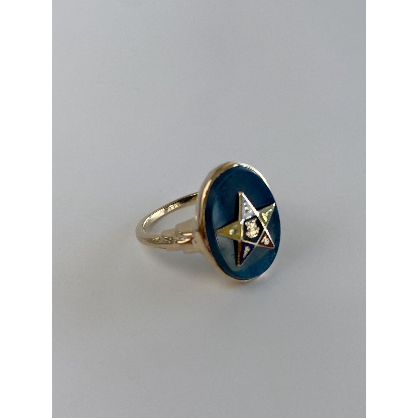 Vintage Solid 10k Yellow Gold Freemason Ring - Size 4.75