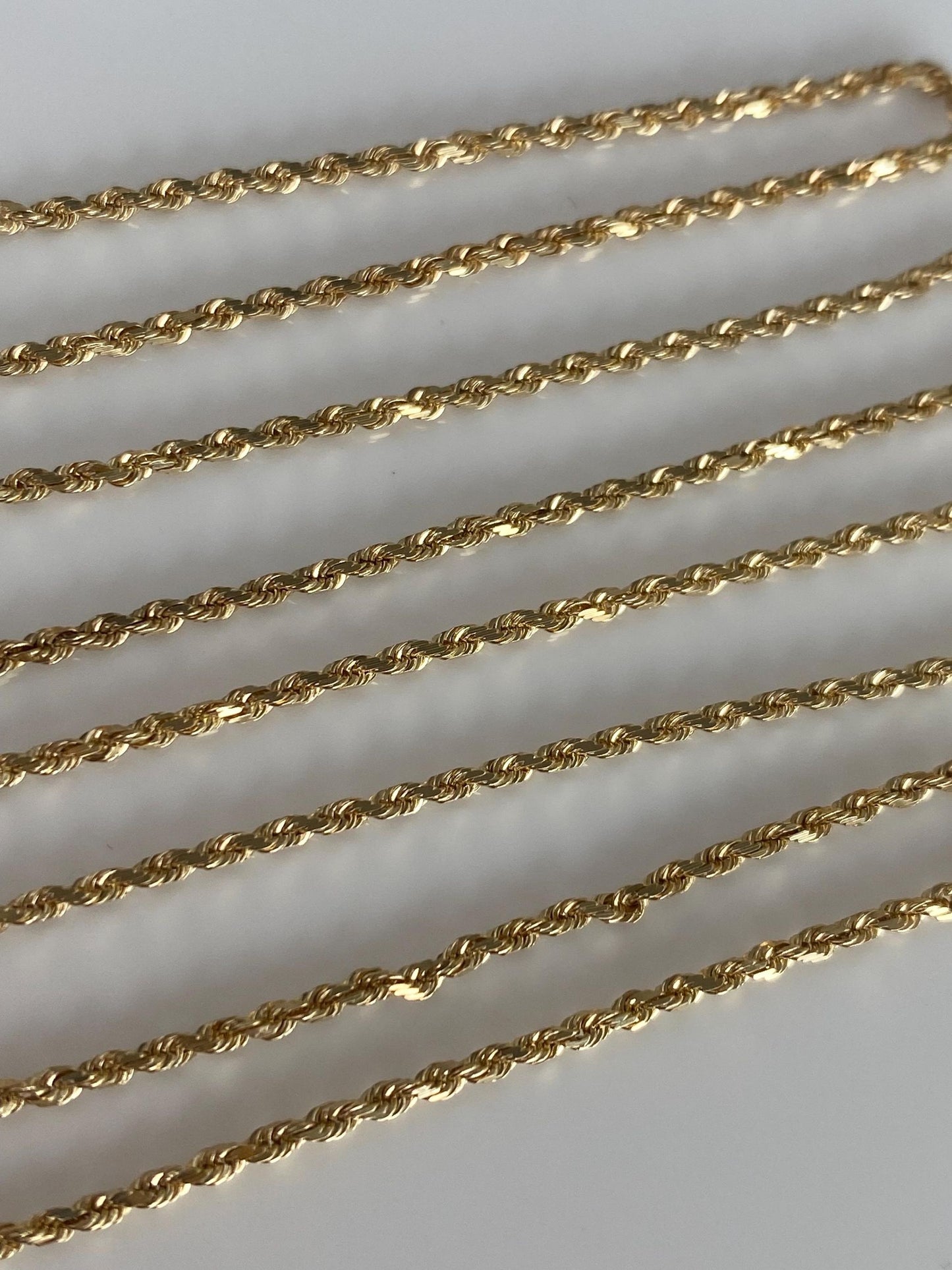 Vintage Solid 14k Yellow Gold Slim Rope Chain Necklace - 24.25 inches