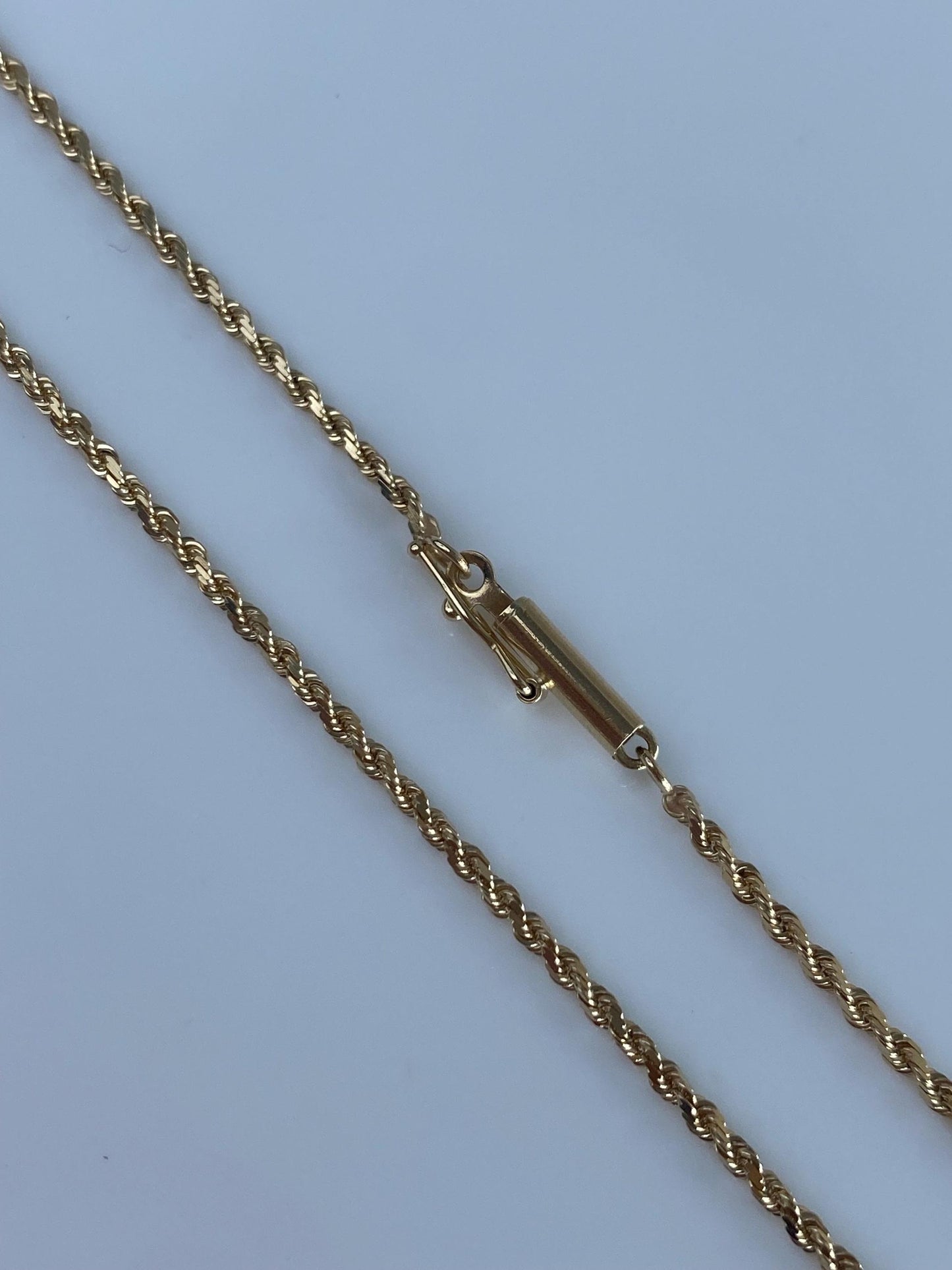 Vintage Solid 14k Yellow Gold Slim Rope Chain Necklace - 24.25 inches