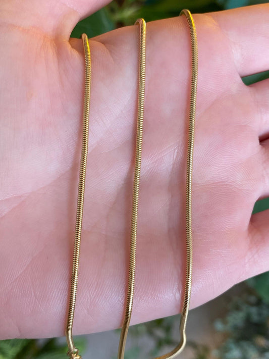 Vintage Solid 14k Yellow Gold Long Snake Chain Necklace - 23.75 inches