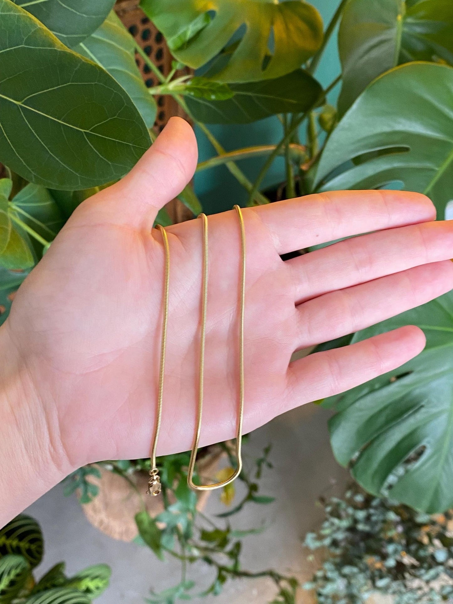 Vintage Solid 14k Yellow Gold Long Snake Chain Necklace - 23.75 inches