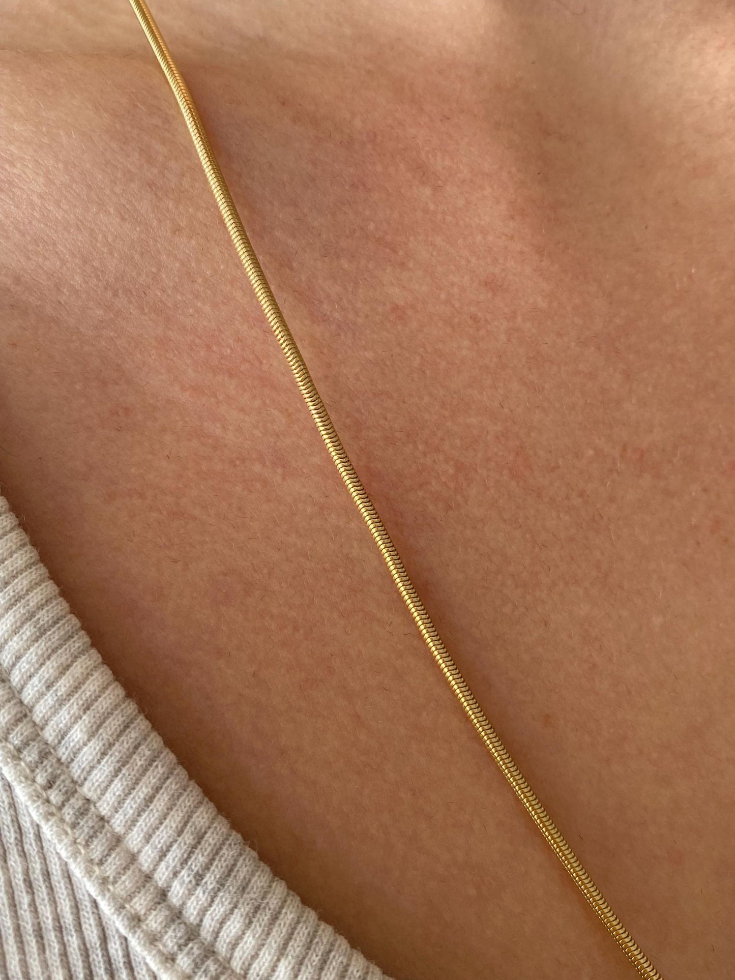 Vintage Solid 14k Yellow Gold Long Snake Chain Necklace - 23.75 inches