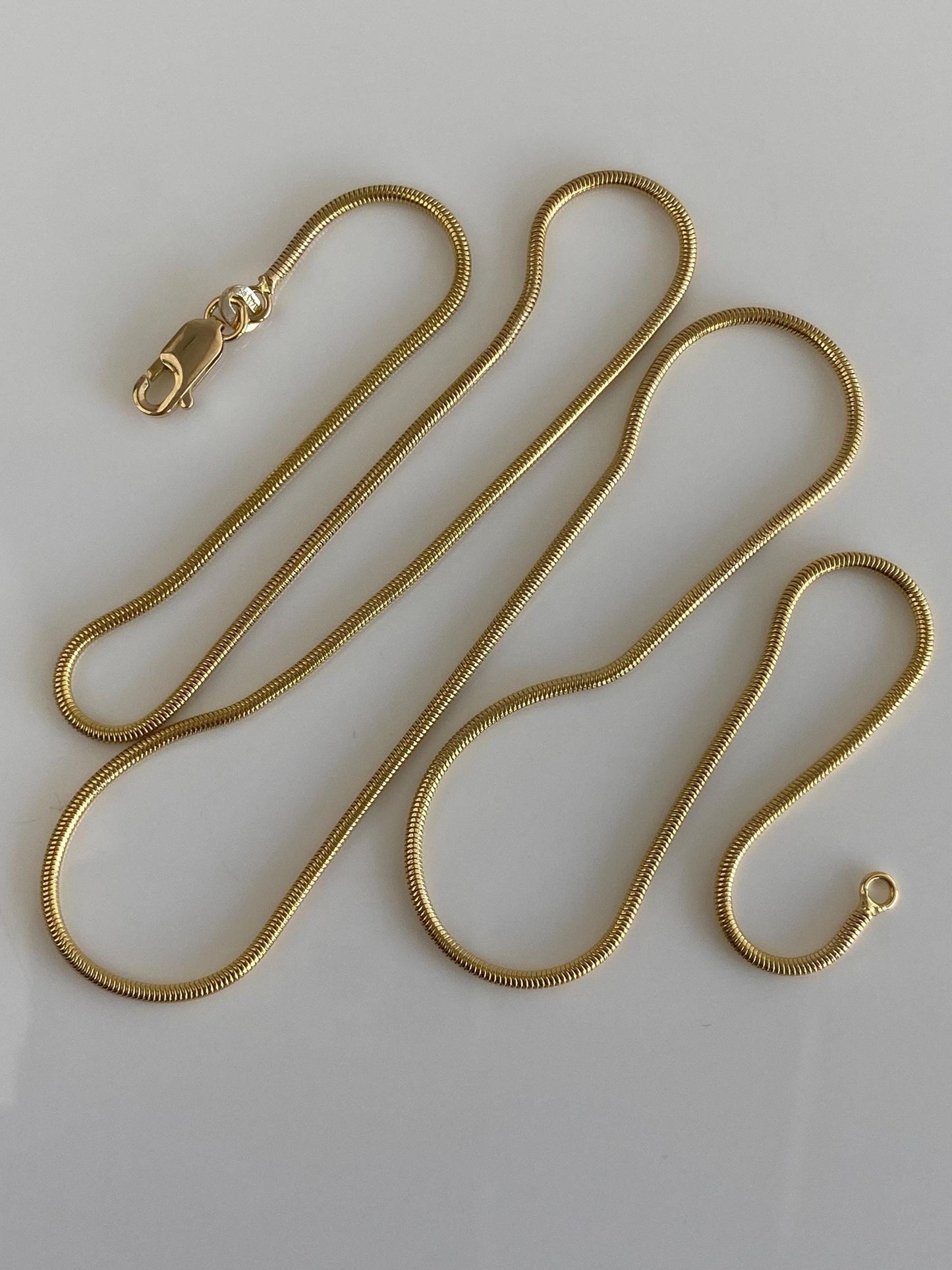 Vintage Solid 14k Yellow Gold Long Snake Chain Necklace - 23.75 inches