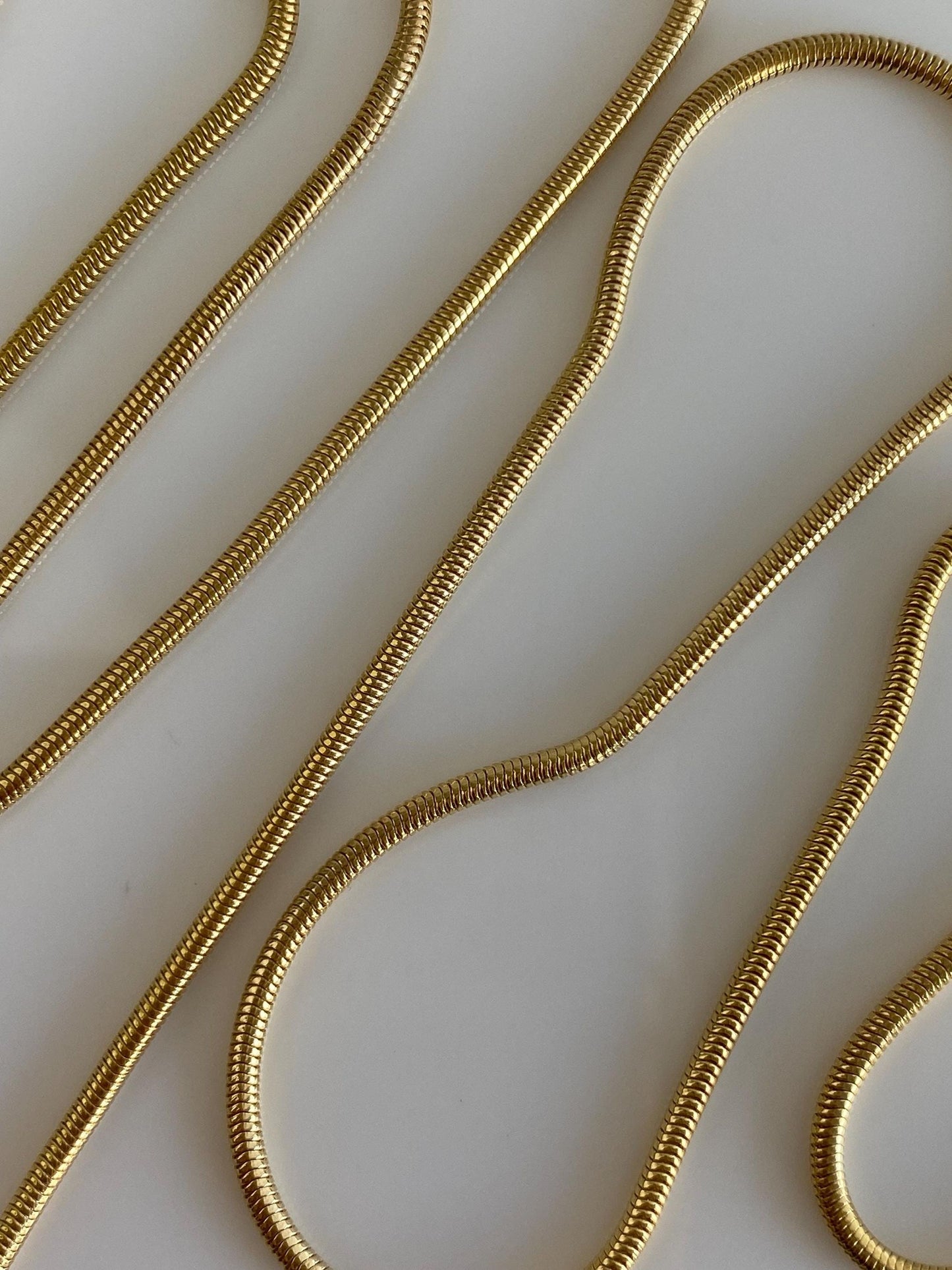 Vintage Solid 14k Yellow Gold Long Snake Chain Necklace - 23.75 inches