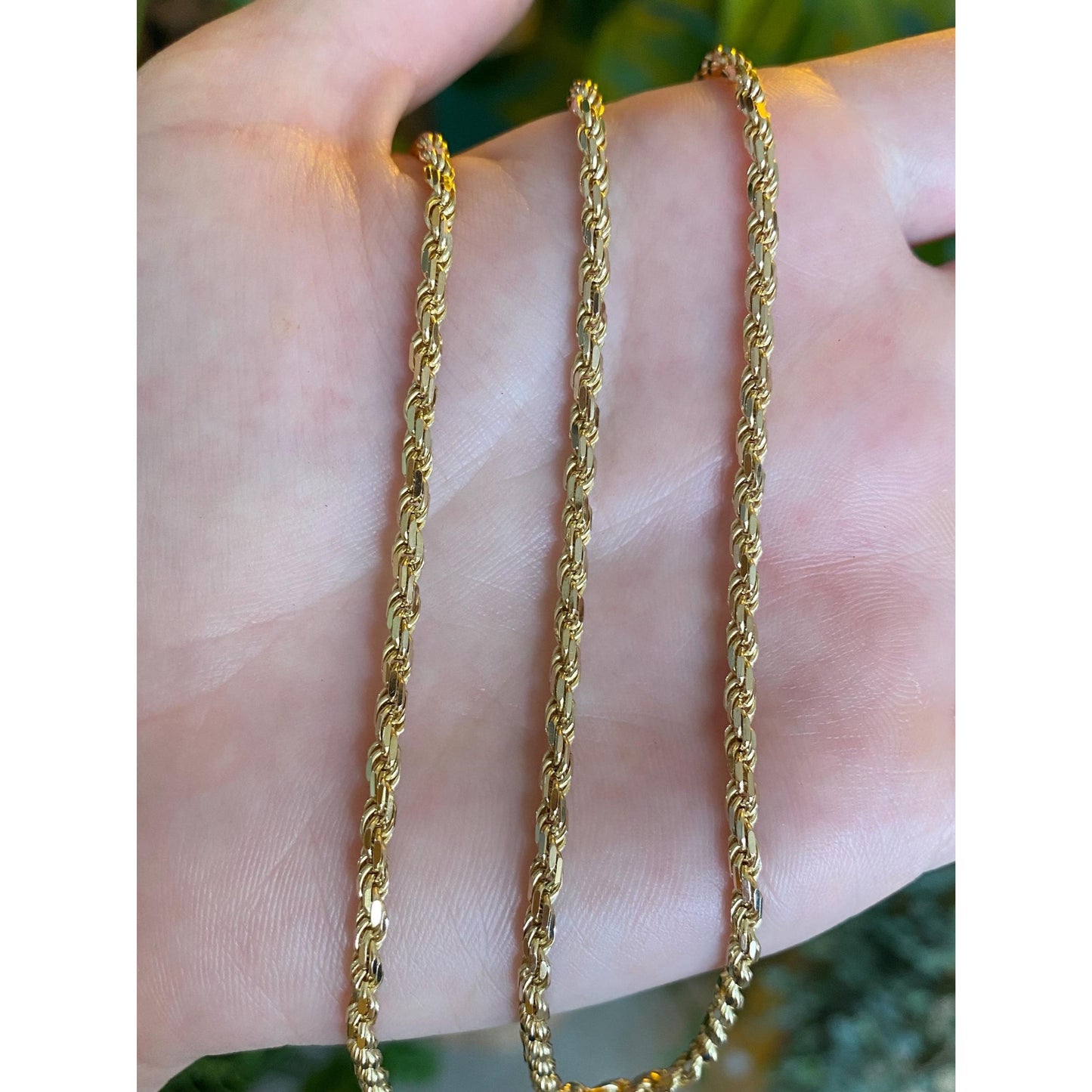 Vintage Solid 14k Yellow Gold Diamond Cut Rope Chain Necklace - 24 inches