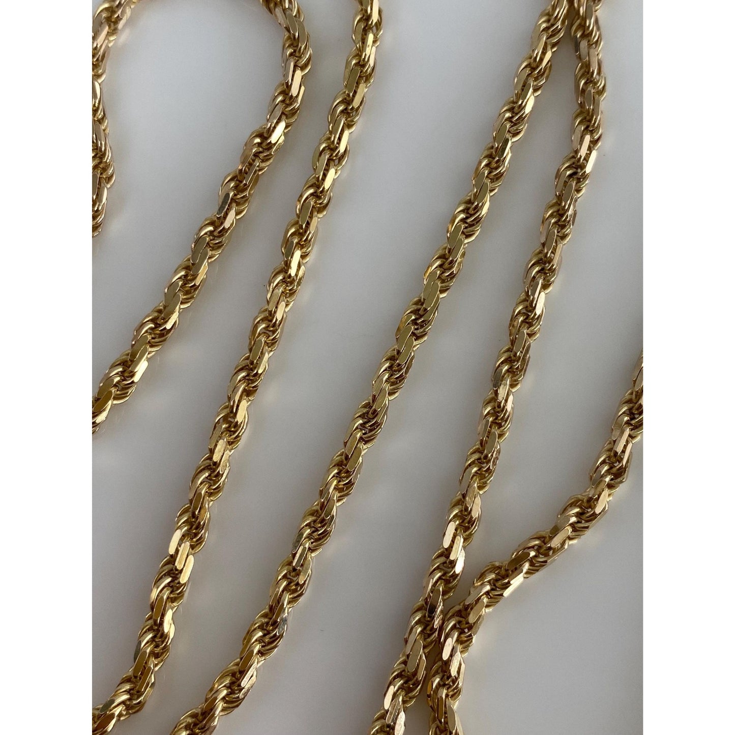 Vintage Solid 14k Yellow Gold Diamond Cut Rope Chain Necklace - 24 inches