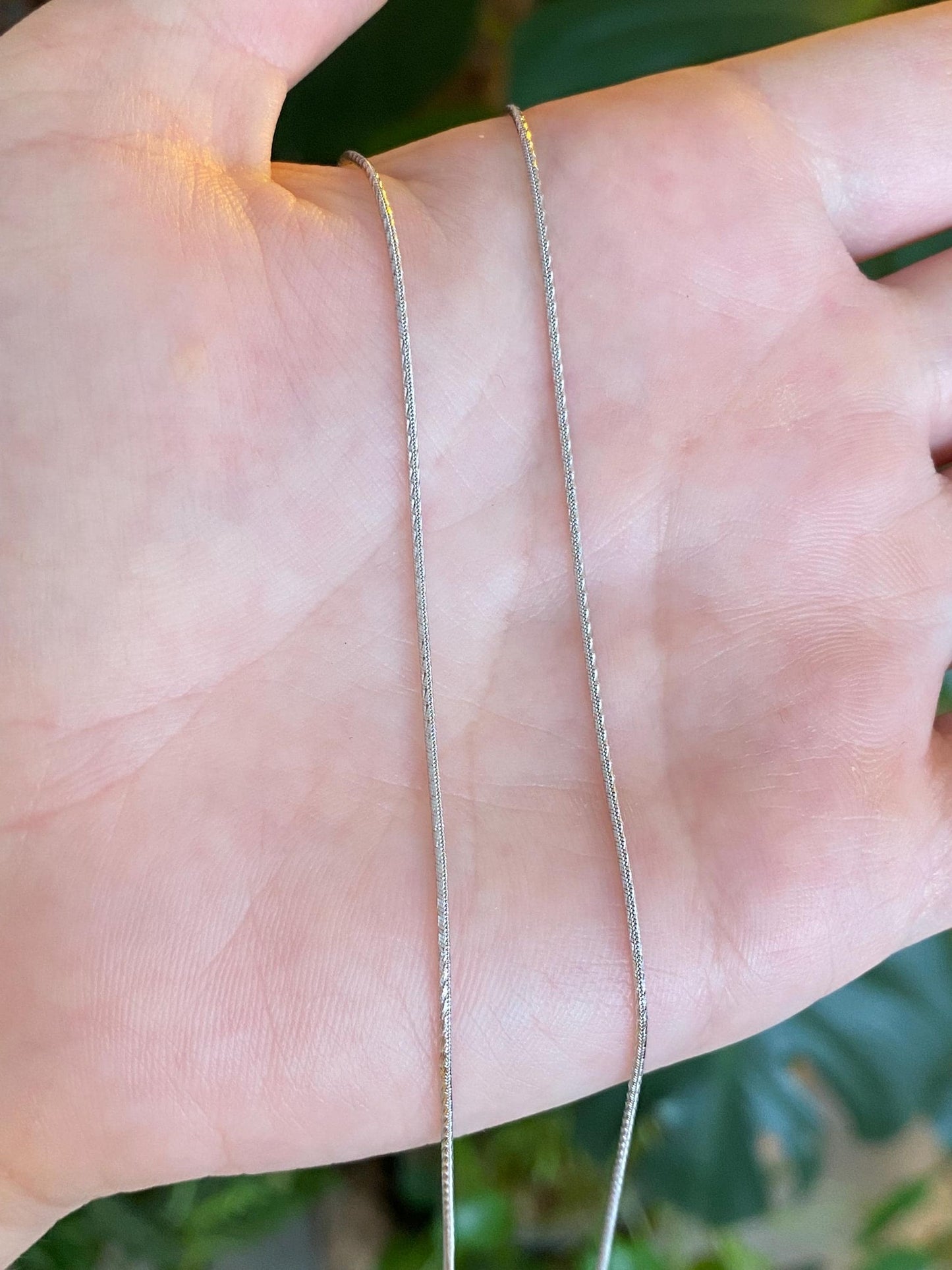 Vintage Solid 14k White Gold Textured Snake Chain Necklace - 15.75 inches