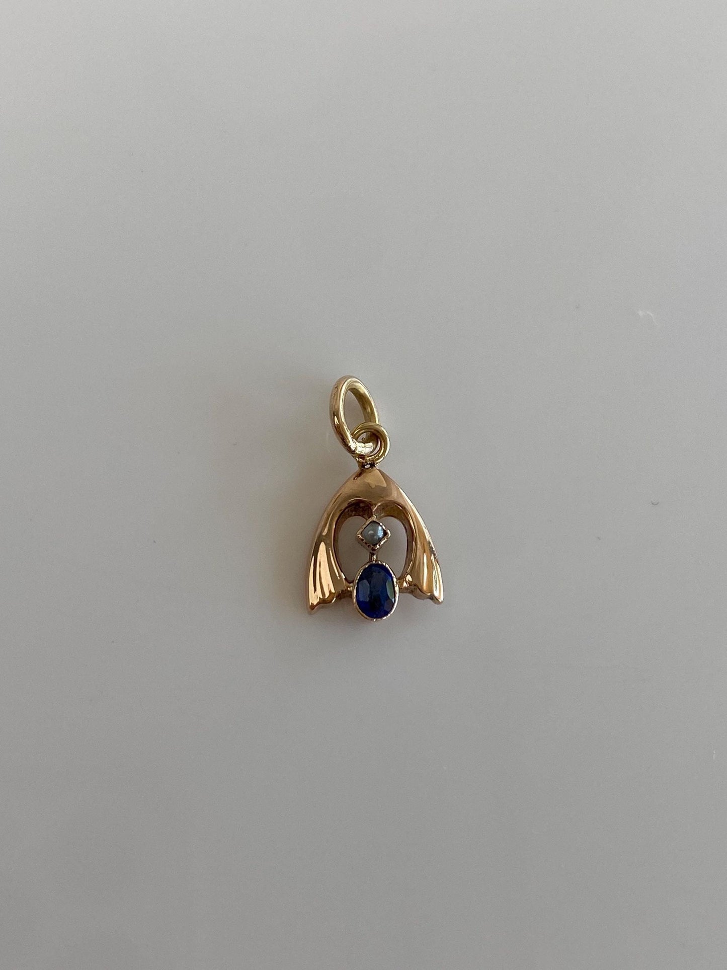 Vintage 8k Yellow Gold Blue Cubic Zirconia Seed Pearl Stick Pin Conversion Charm