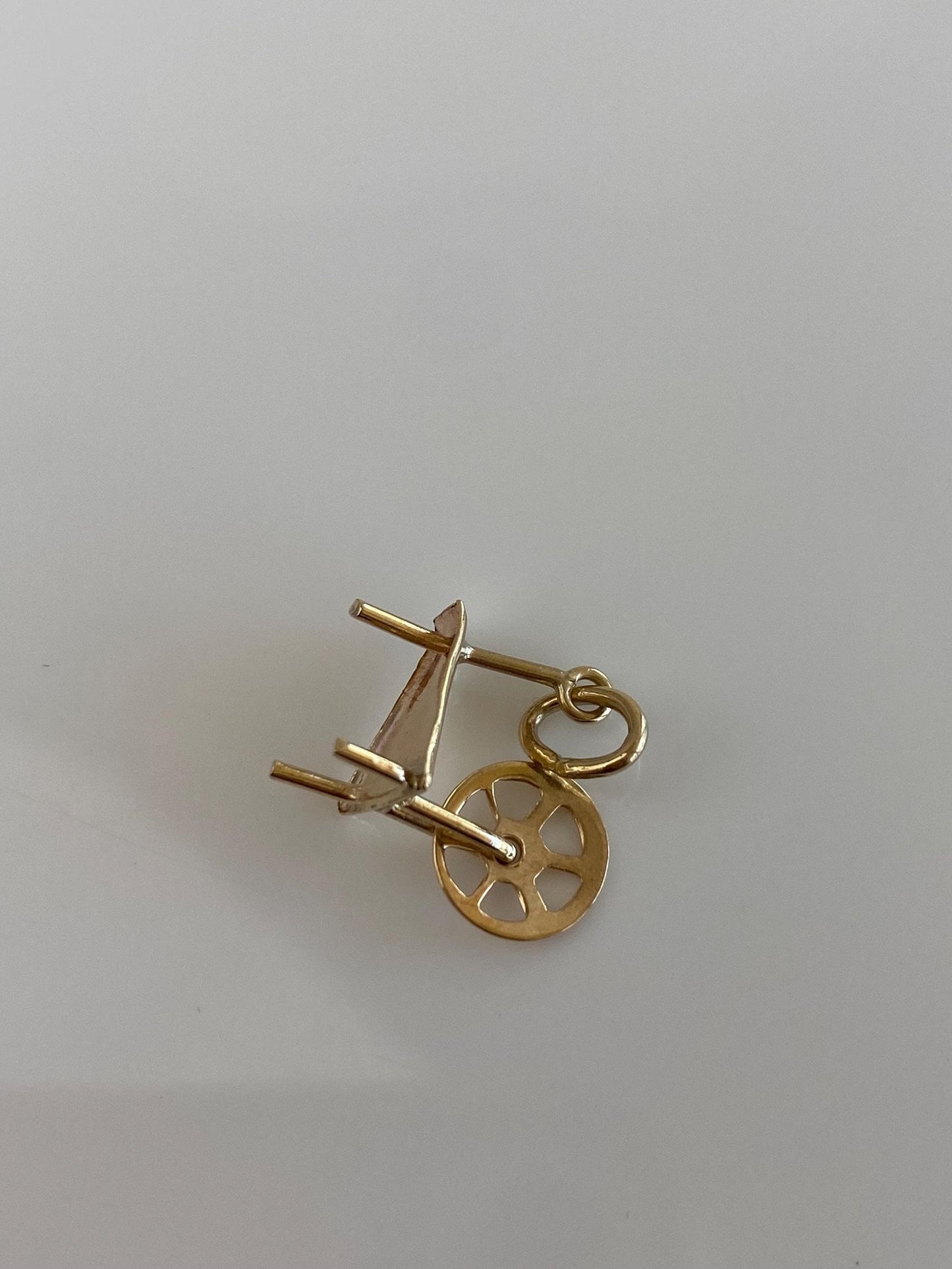 Vintage Solid 9k Yellow Gold Articulated Sewing Spindle Charm