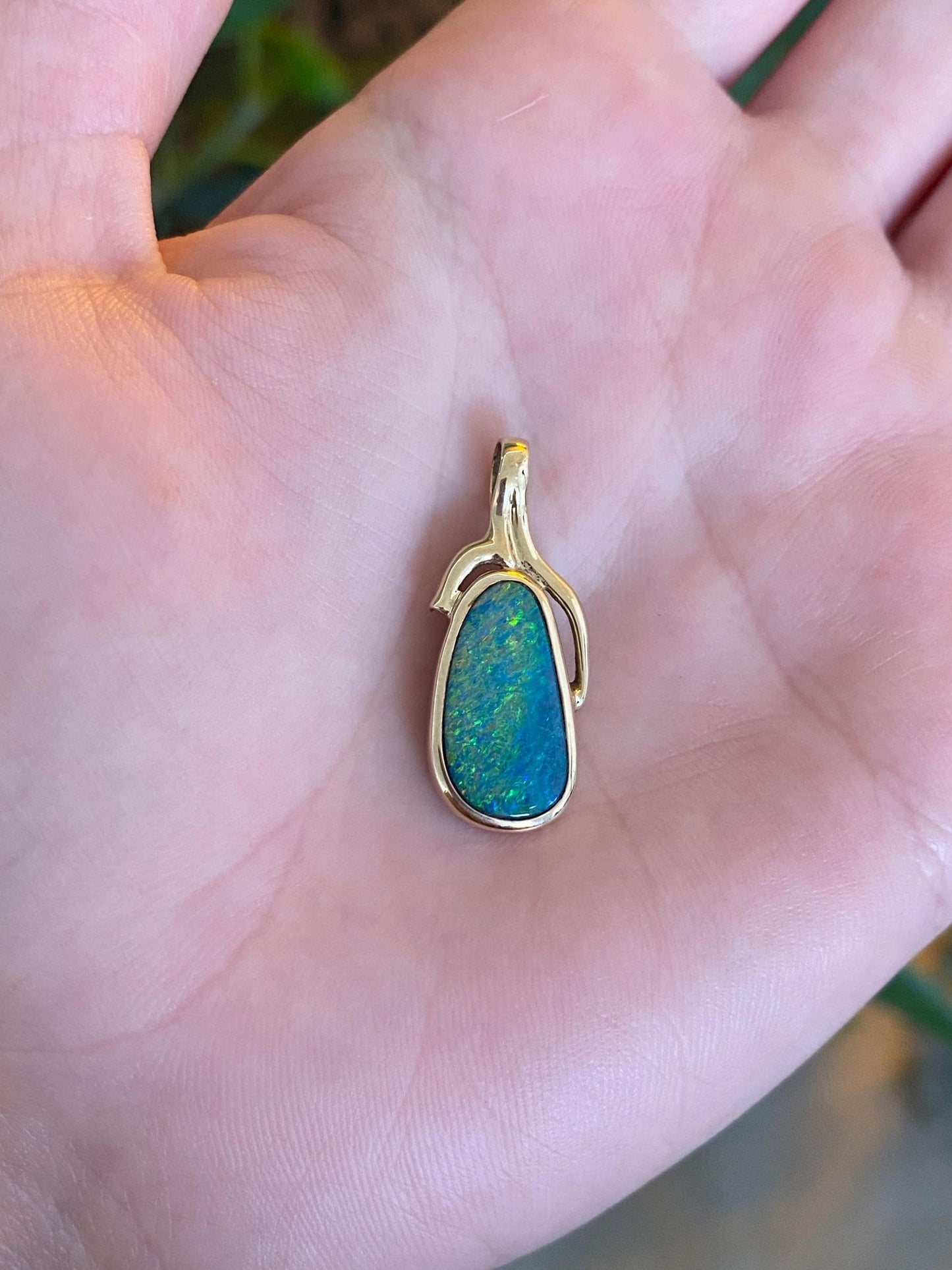 Vintage Solid 14k Yellow Gold Opal Charm