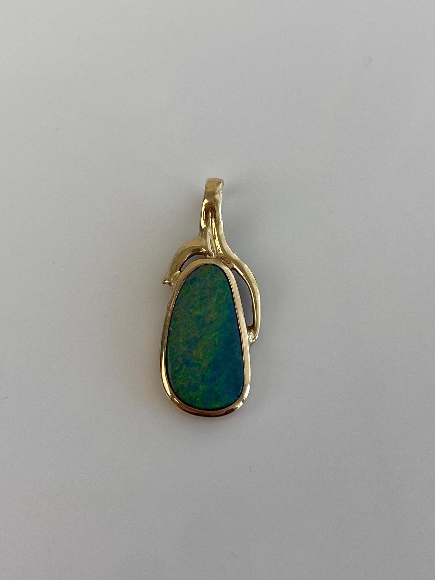 Vintage Solid 14k Yellow Gold Opal Charm