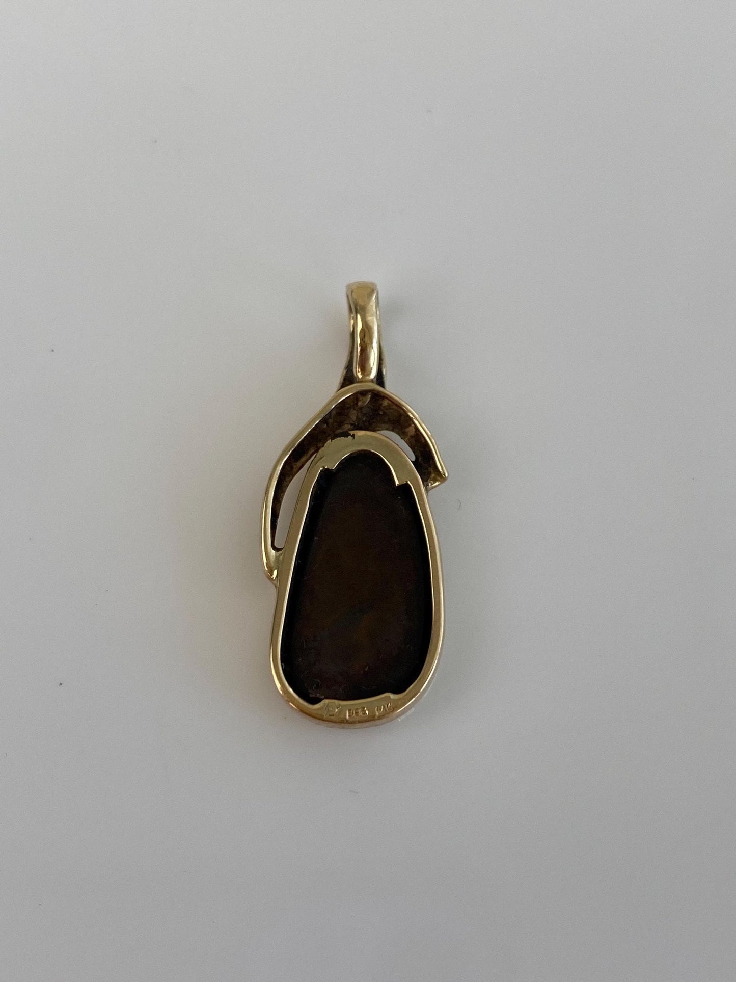 Vintage Solid 14k Yellow Gold Opal Charm