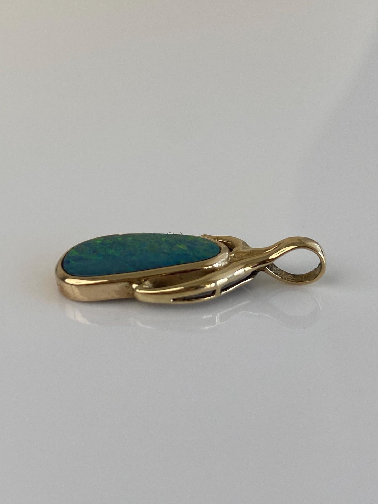 Vintage Solid 14k Yellow Gold Opal Charm