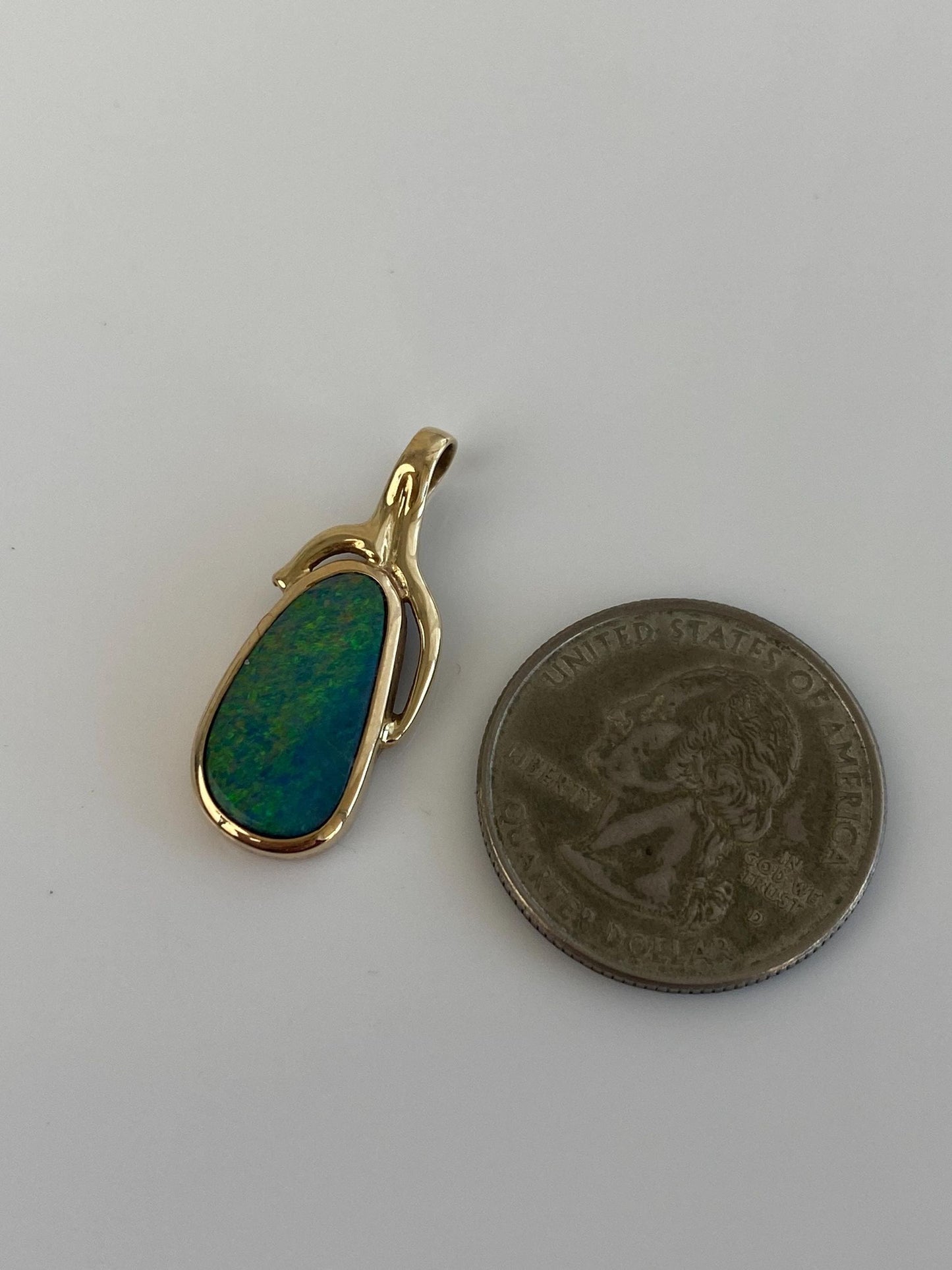 Vintage Solid 14k Yellow Gold Opal Charm