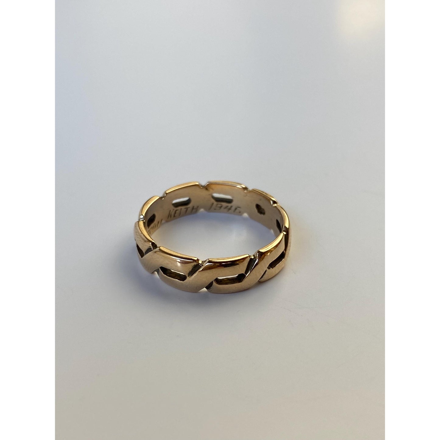 Vintage Solid 14k Yellow Gold Chain Style Ring - Size 6.5